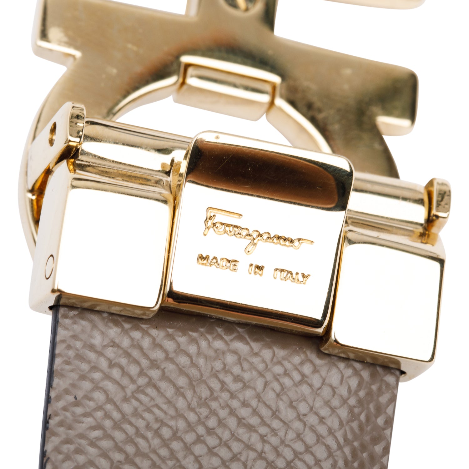 Ferragamo Black/Taupe Leather Reversible and Adjustable Gancini Belt