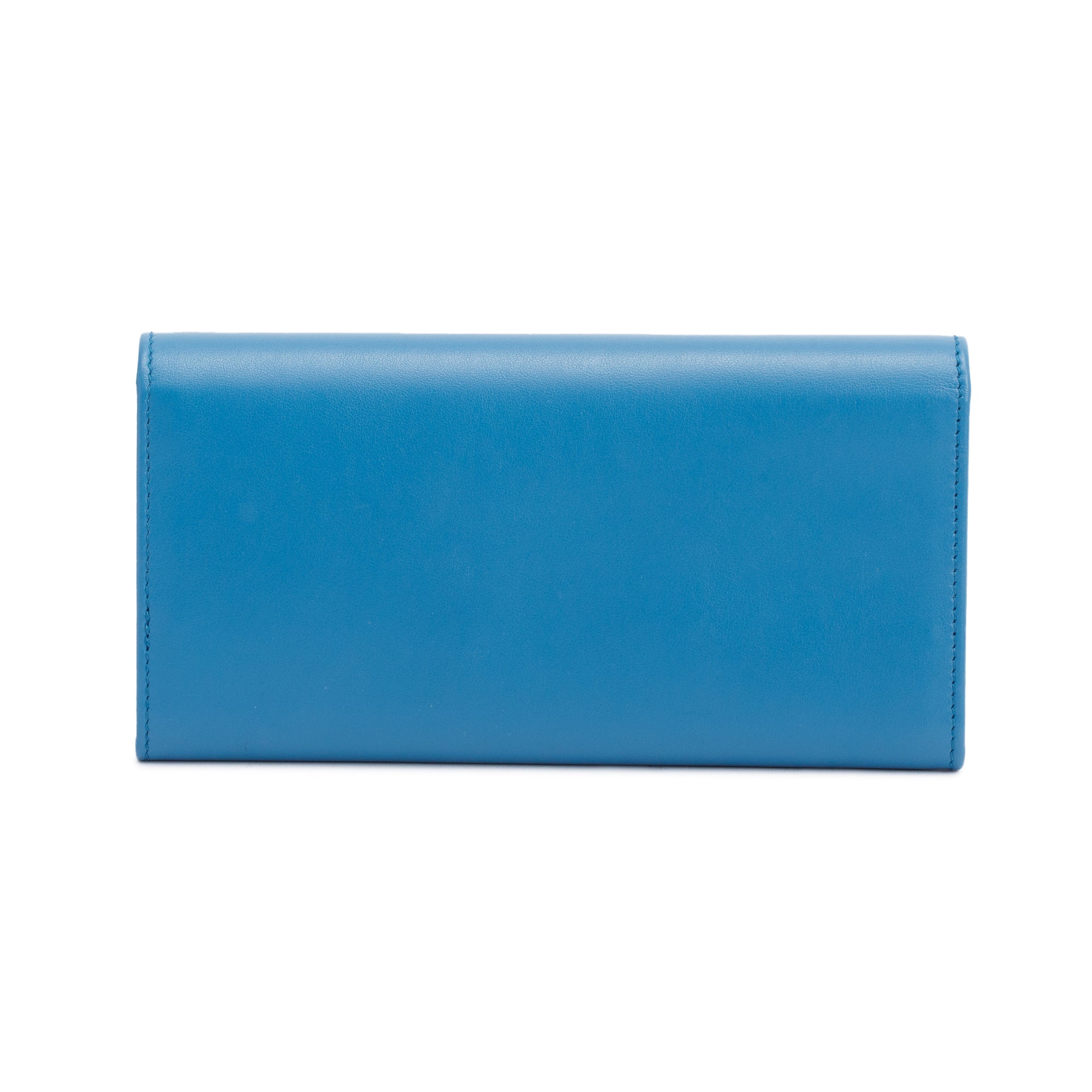 Ferragamo Blue Leather Studded Continental Flap Wallet w/ Box