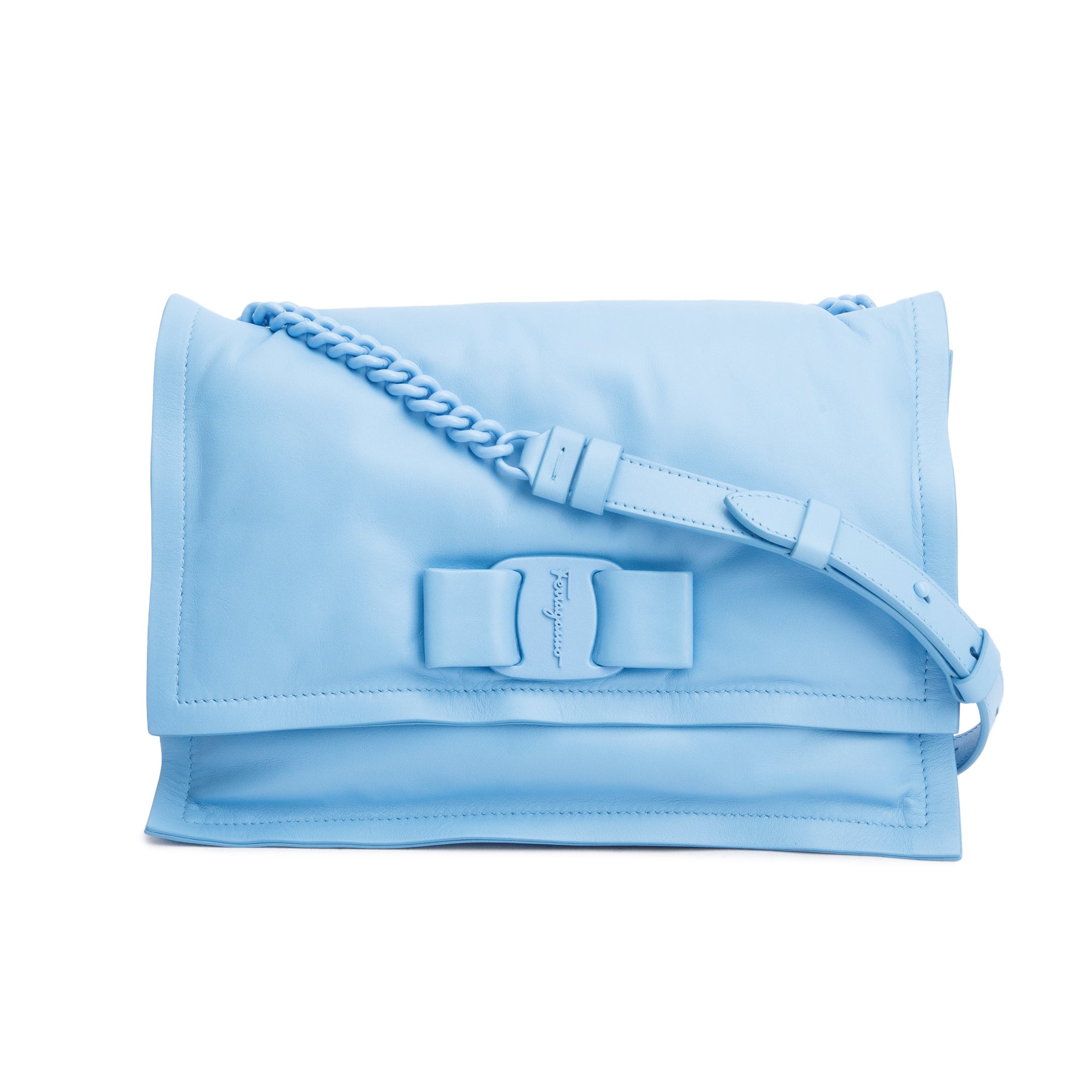 Ferragamo Blue Soft Leather Viva Bow Puffer Shoulder Bag – OLIVER'S
