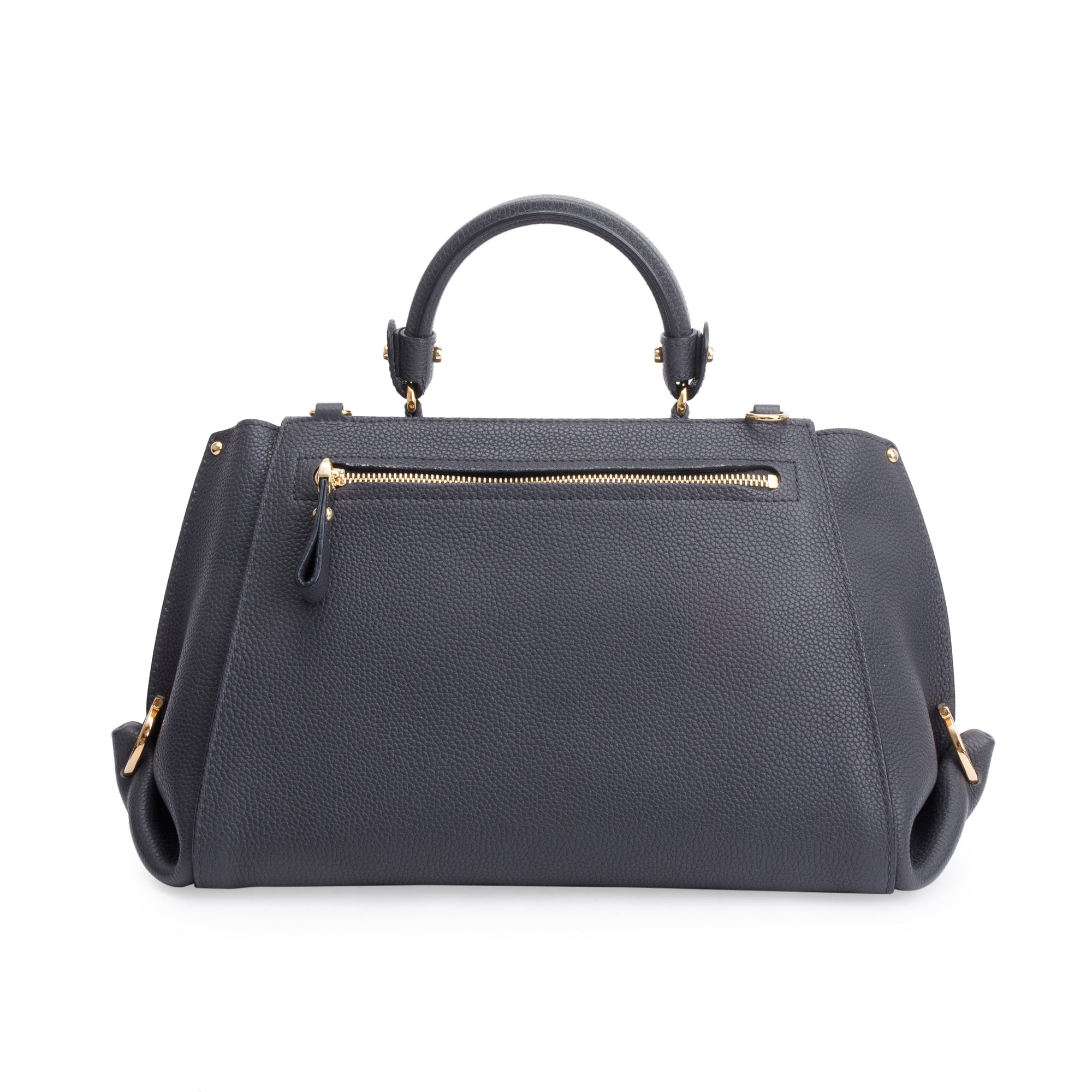 Ferragamo Grey Calfskin Leather Medium Sofia Satchel w/ Strap