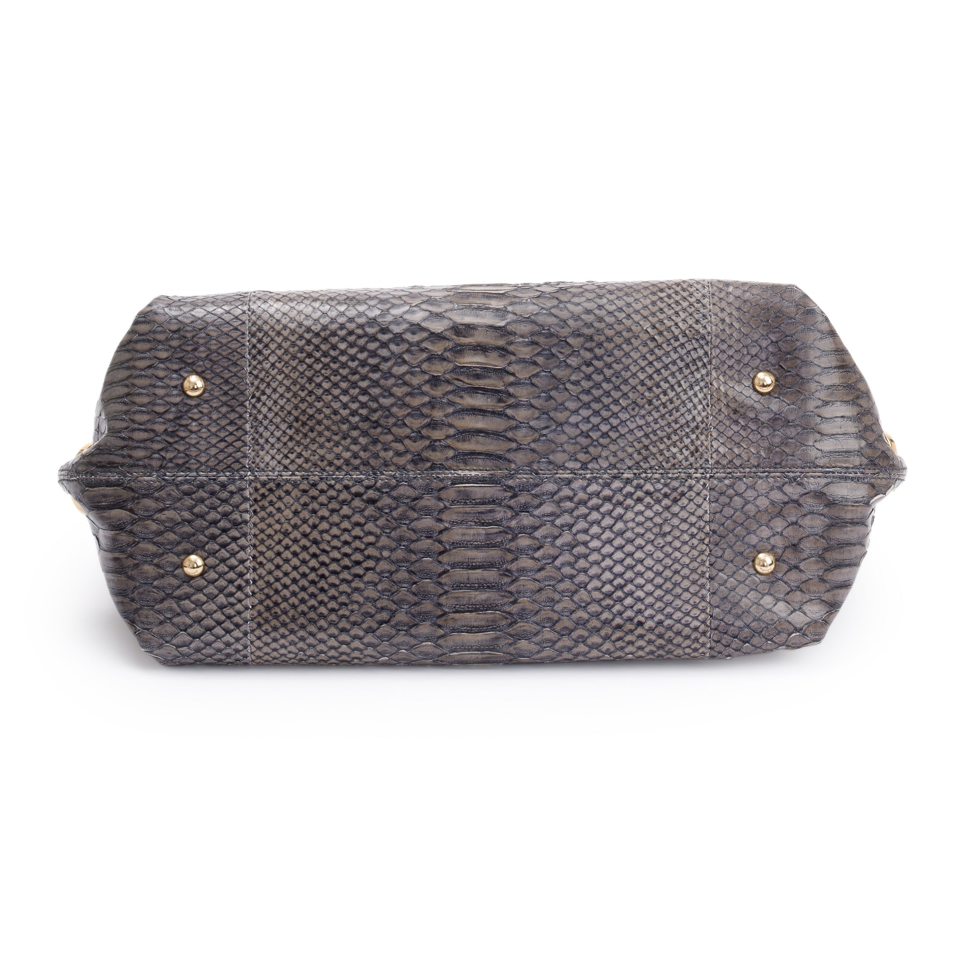 Ferragamo Grey Python Large Sofia Satchel w/ Strap