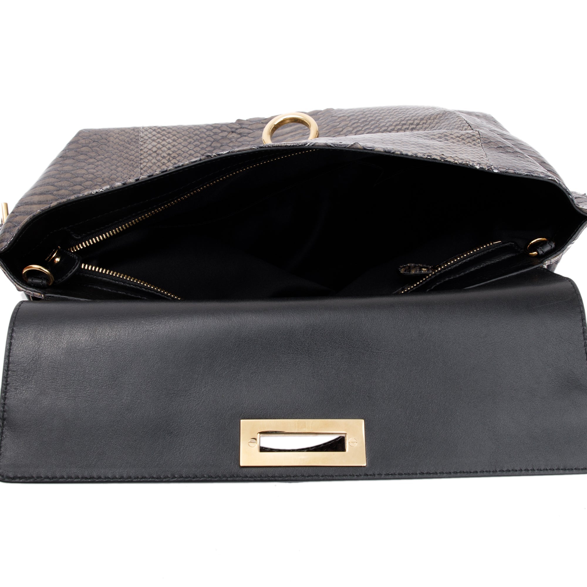 Ferragamo Grey Python Large Sofia Satchel w/ Strap