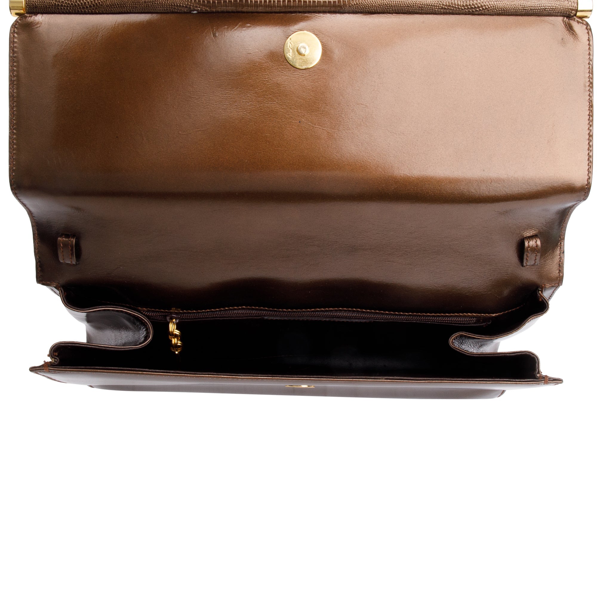 Ferragamo Metallic Brown Smooth Calfskin Leather Crossbody Bag