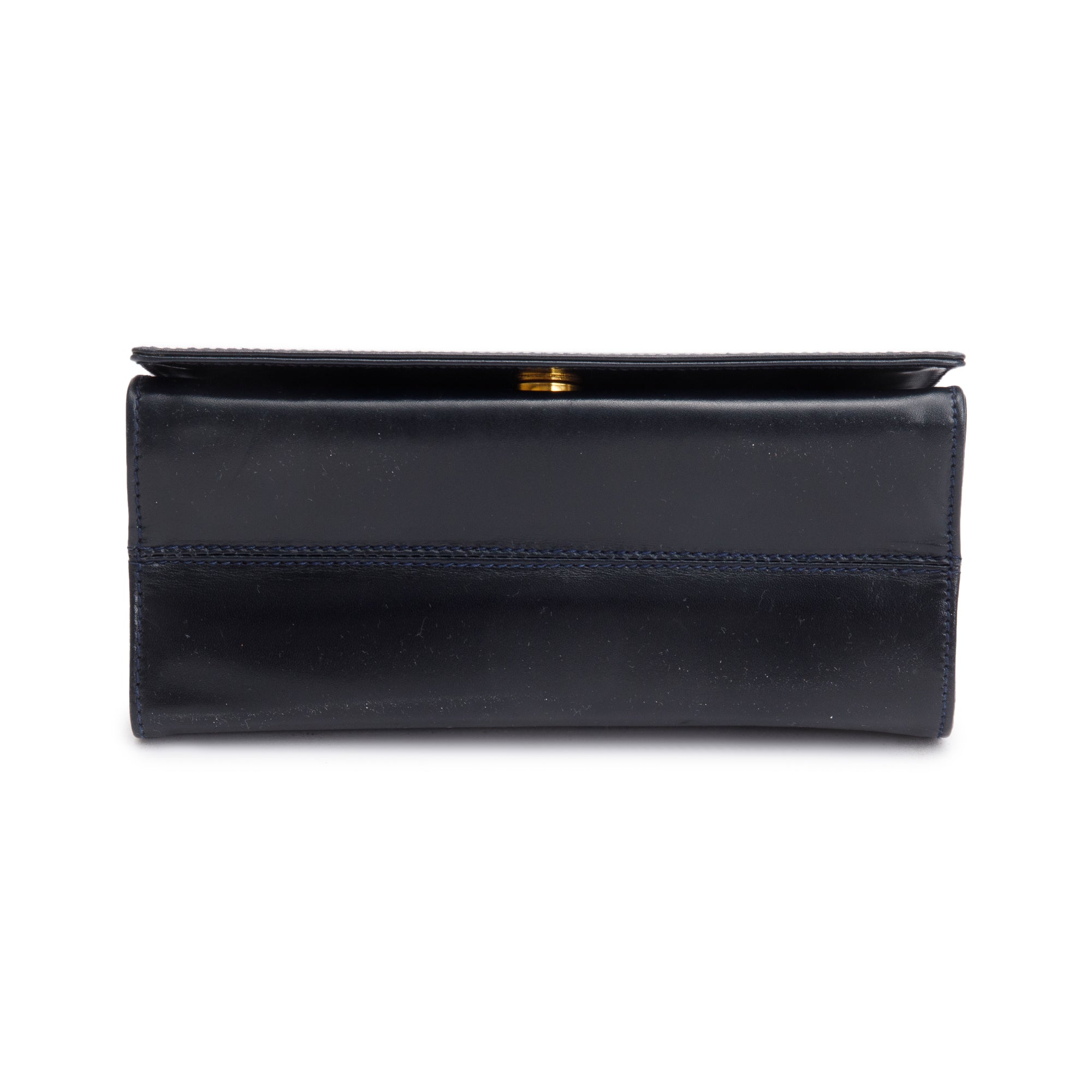Ferragamo Navy Smooth Calfskin Leather Vara Bow Crossbody Bag