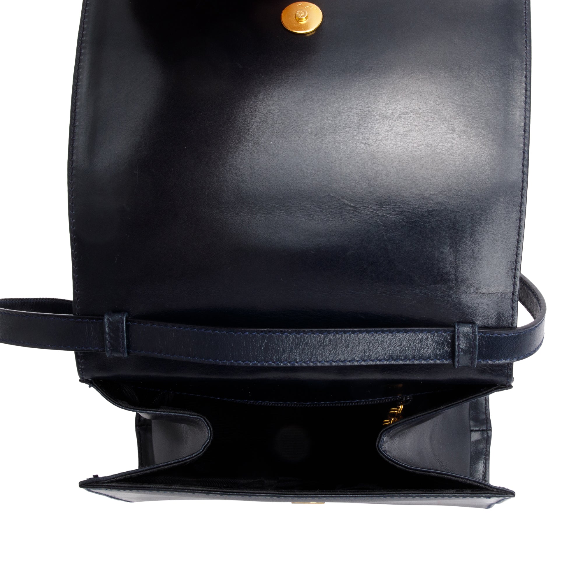 Ferragamo Navy Smooth Calfskin Leather Vara Bow Crossbody Bag