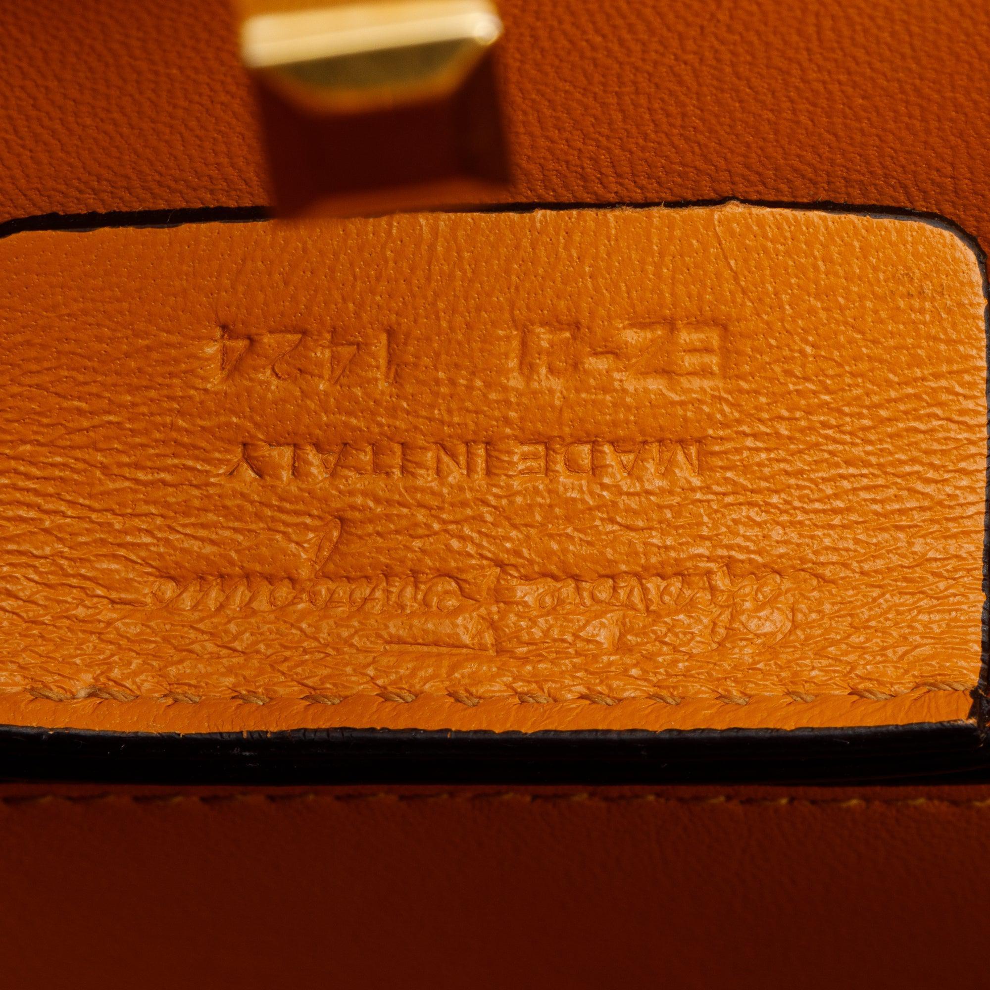 Ferragamo Olivello Calfskin Leather Small The Studio Box Bag w/ Strap & Box