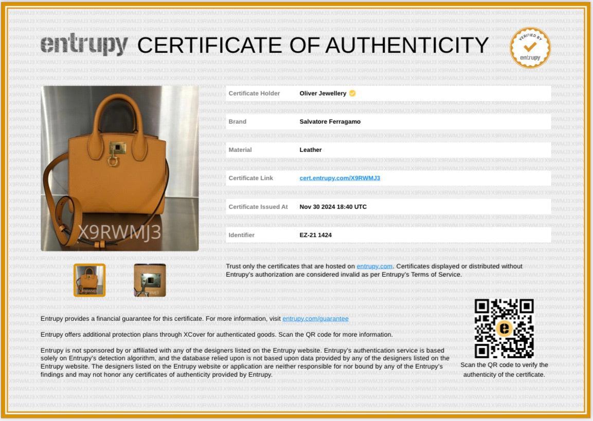 Ferragamo Olivello Calfskin Leather Small The Studio Box Bag w/ Strap & Box