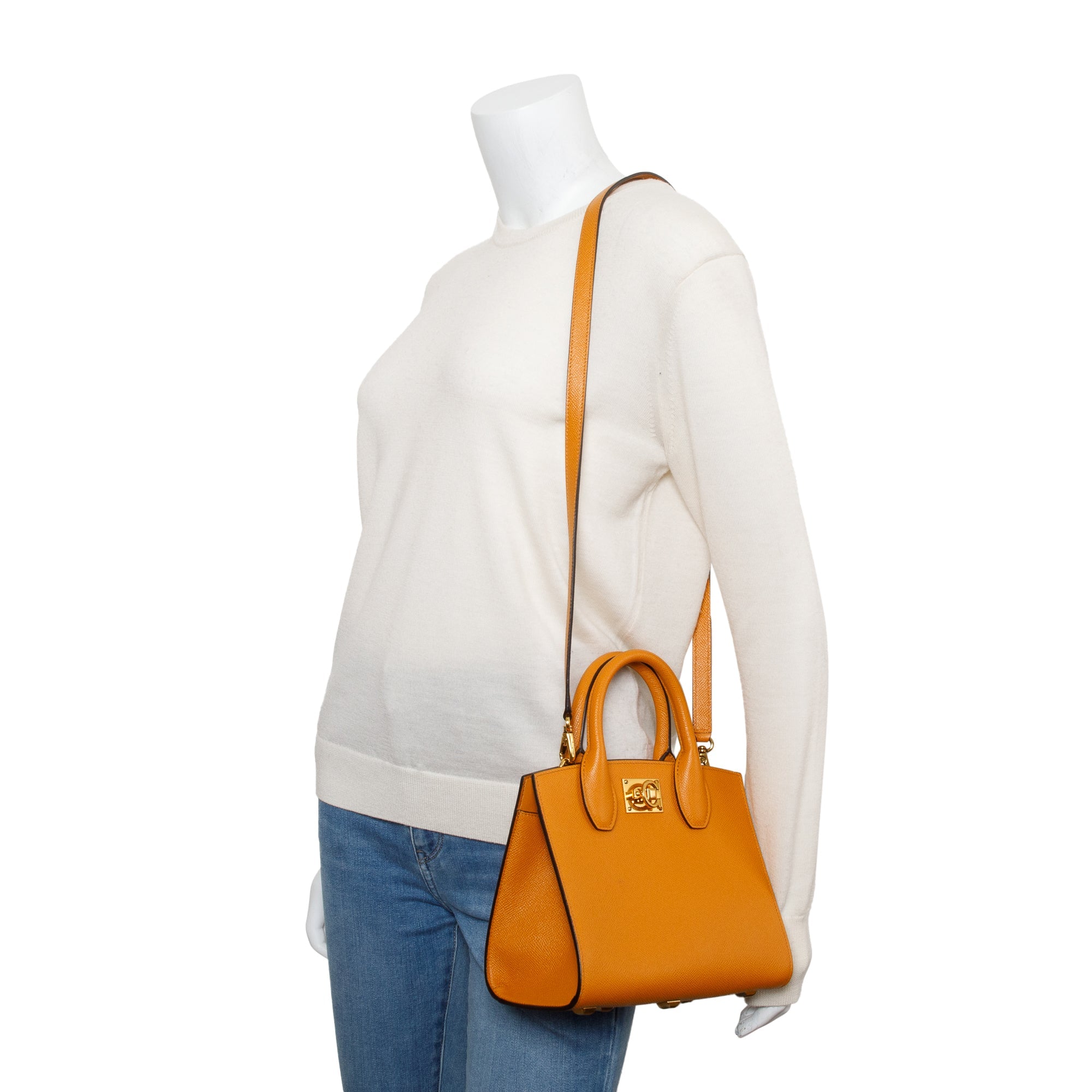 Ferragamo Olivello Calfskin Leather Small The Studio Box Bag w/ Strap & Box