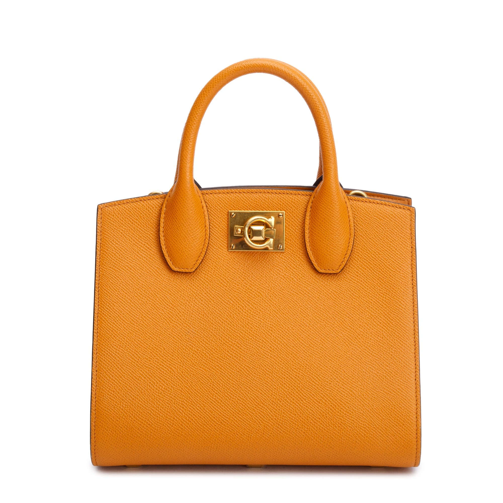 Ferragamo Olivello Calfskin Leather Small The Studio Box Bag w/ Strap & Box