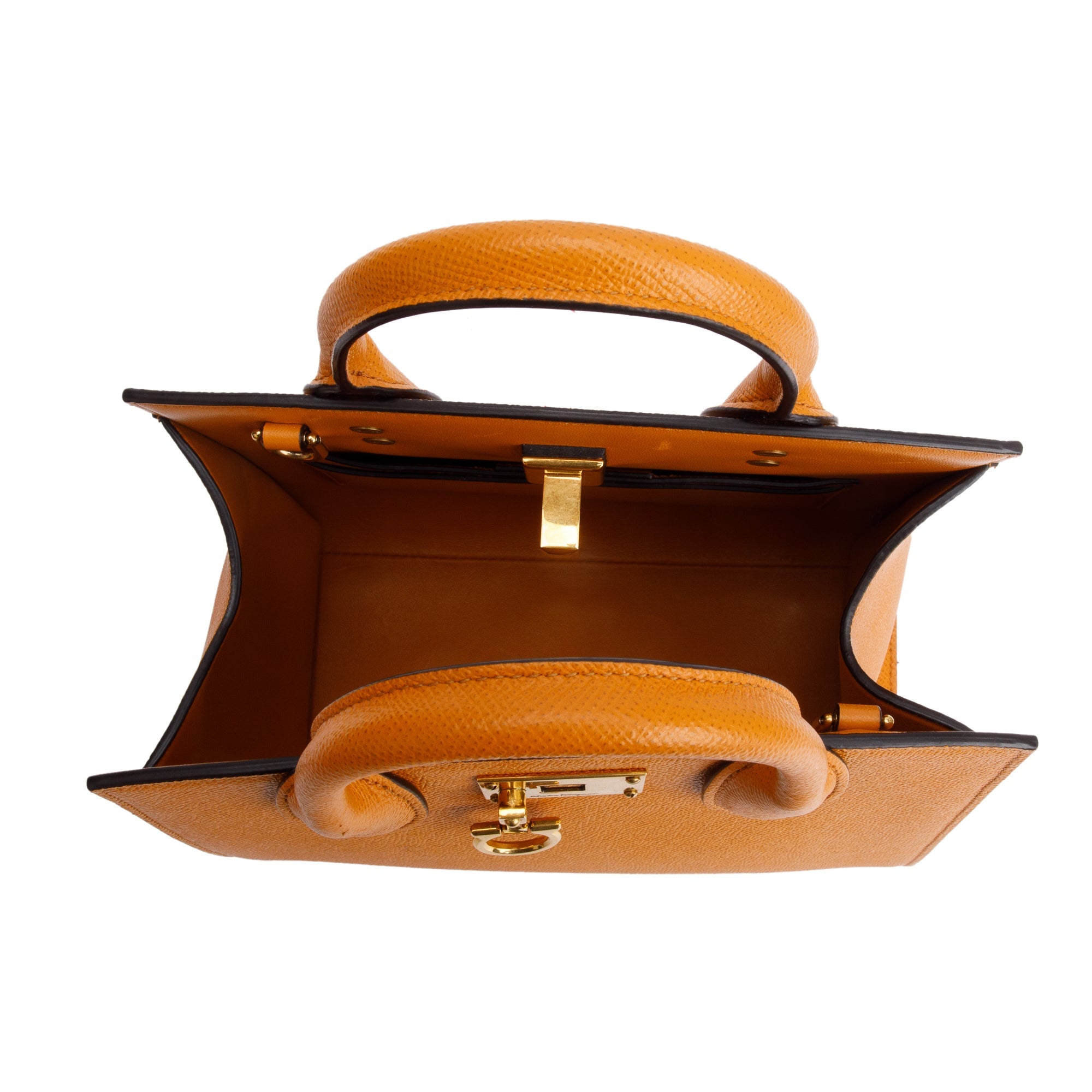 Ferragamo Olivello Calfskin Leather Small The Studio Box Bag w/ Strap & Box