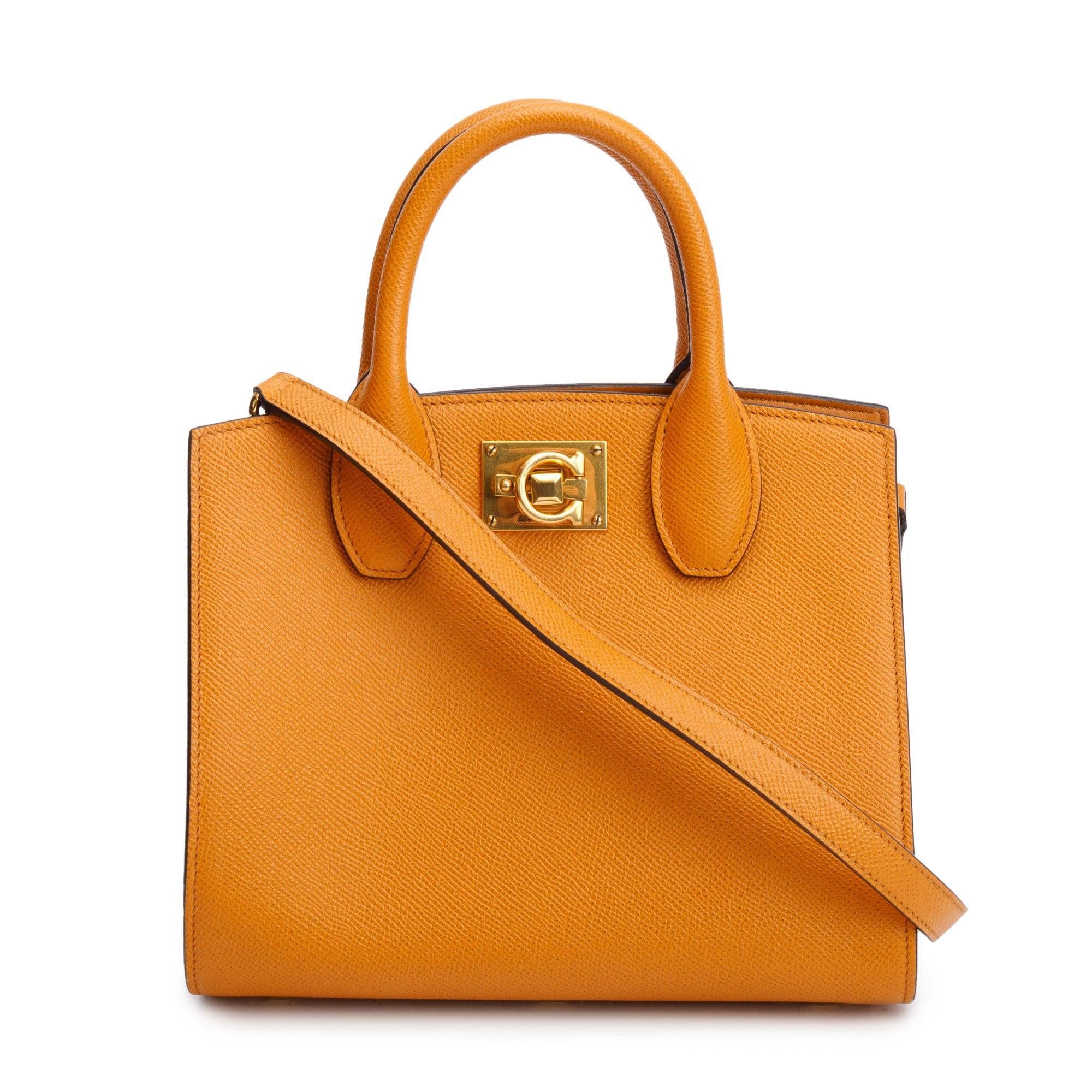 Ferragamo Olivello Calfskin Leather Small The Studio Box Bag w/ Strap & Box