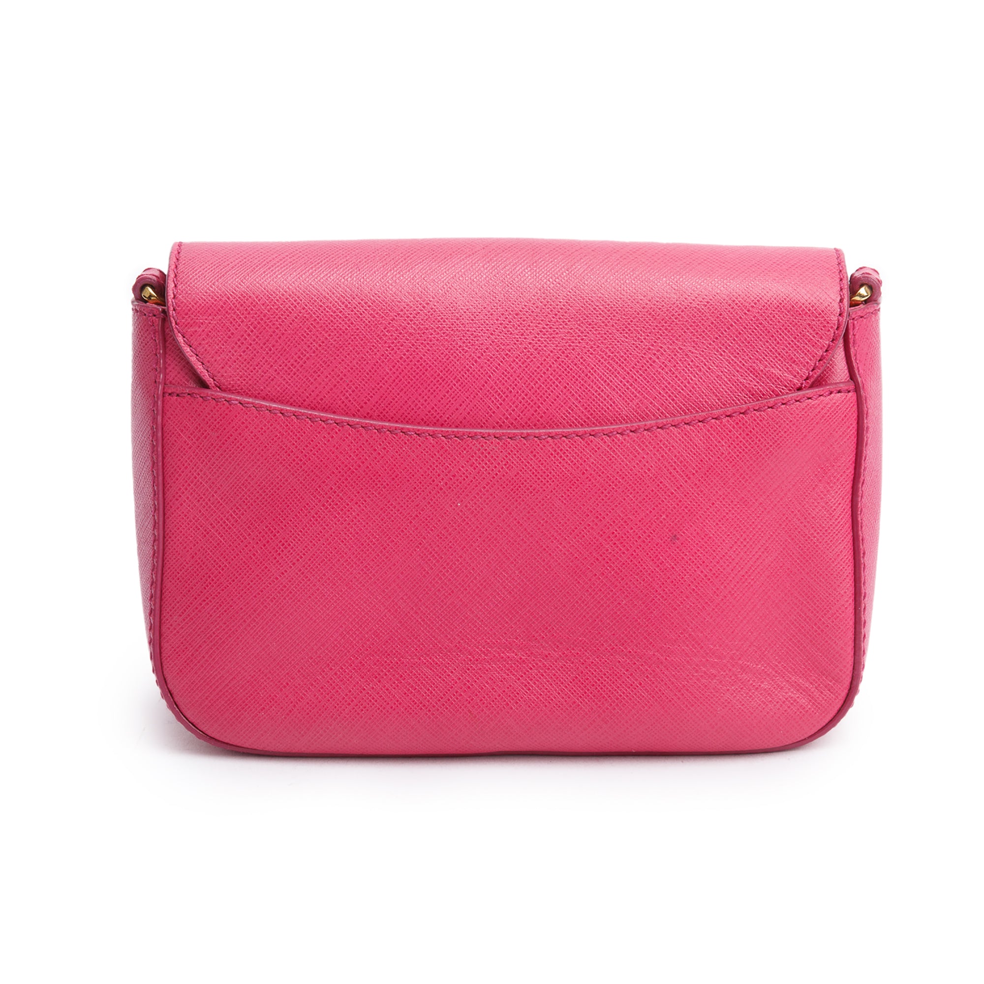 Ferragamo Pink Calfskin Leather Double Gancini Flap Crossbody Bag