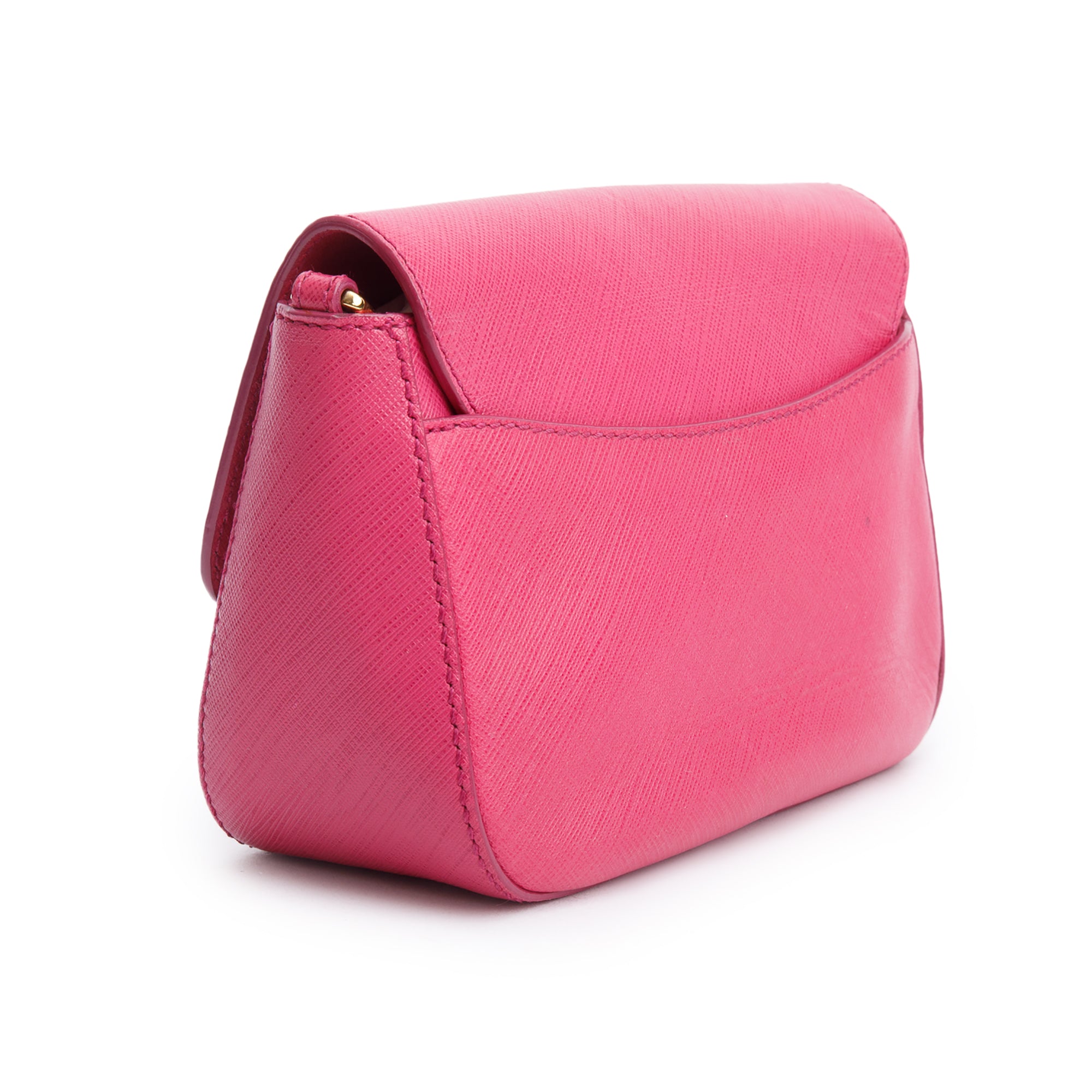 Ferragamo Pink Calfskin Leather Double Gancini Flap Crossbody Bag
