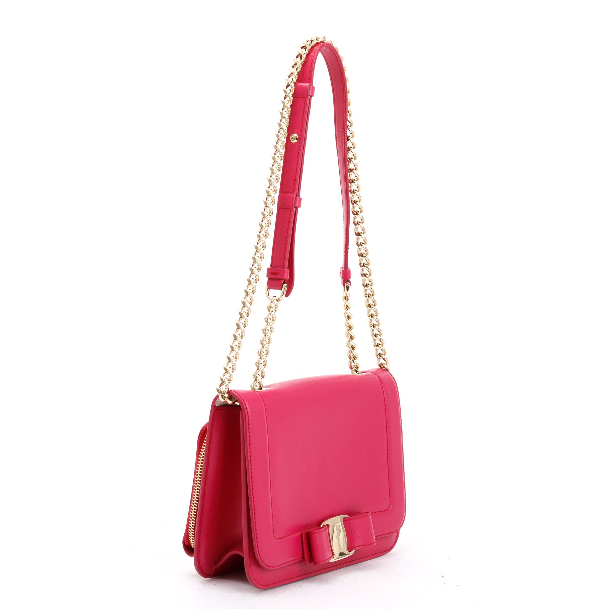 Ferragamo Pink Calfskin Leather Mini Vara Rainbow Crossbody Bag
