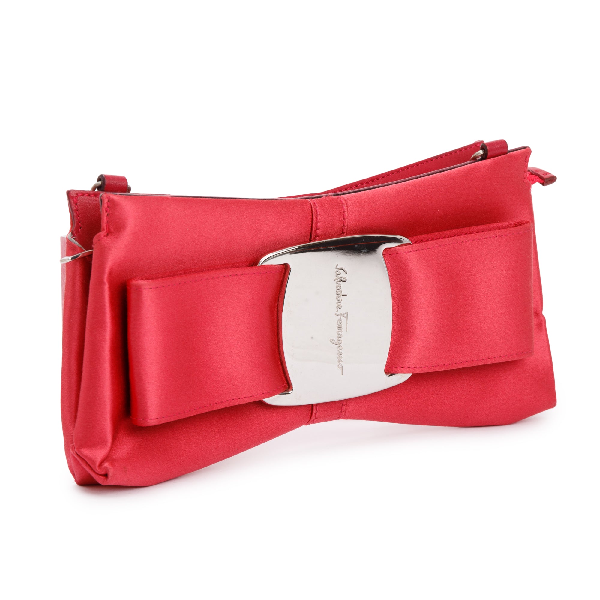 Ferragamo Pink Satin Bow Accent Crossbody