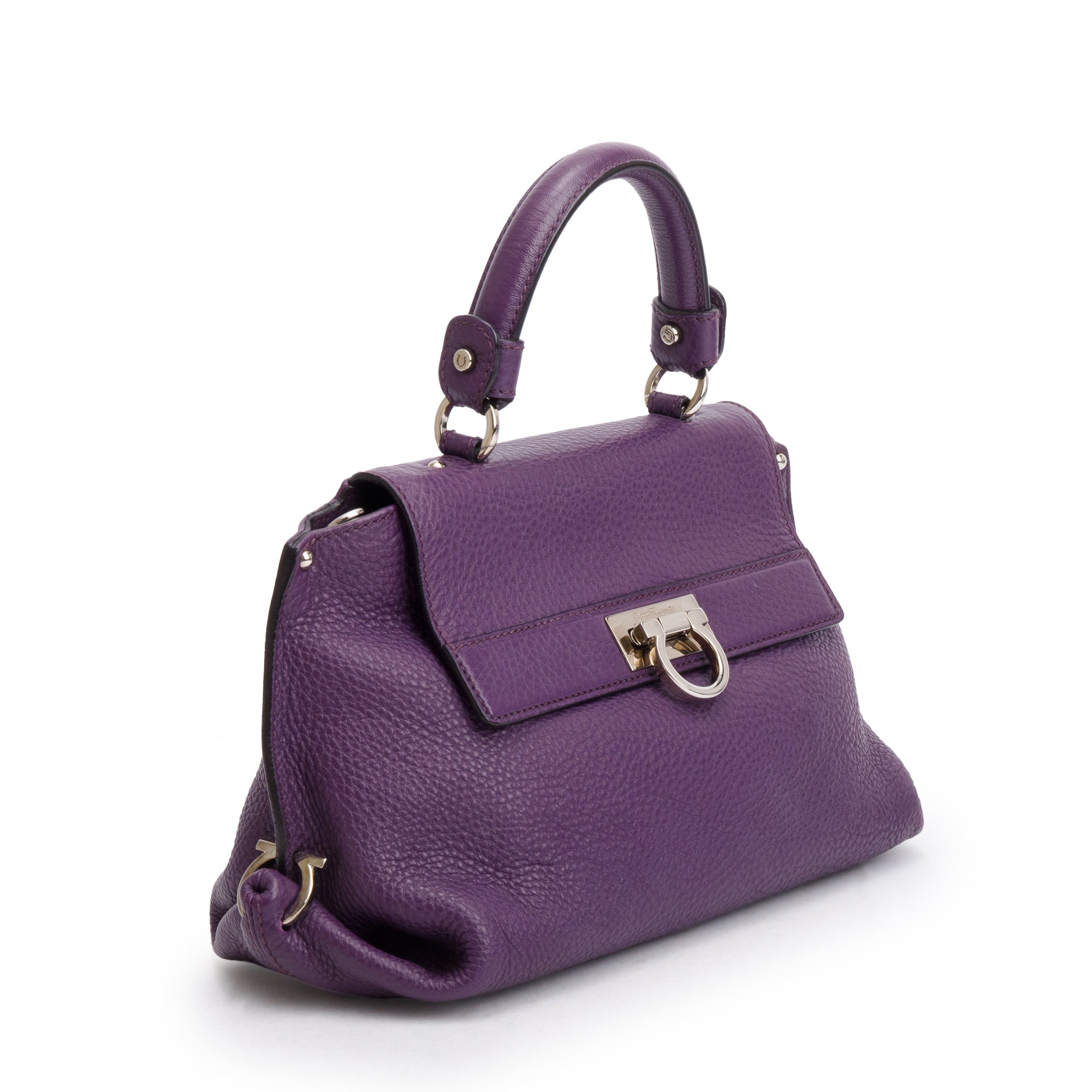Ferragamo Purple Calfskin Leather Small Sofia Satchel w/ Strap
