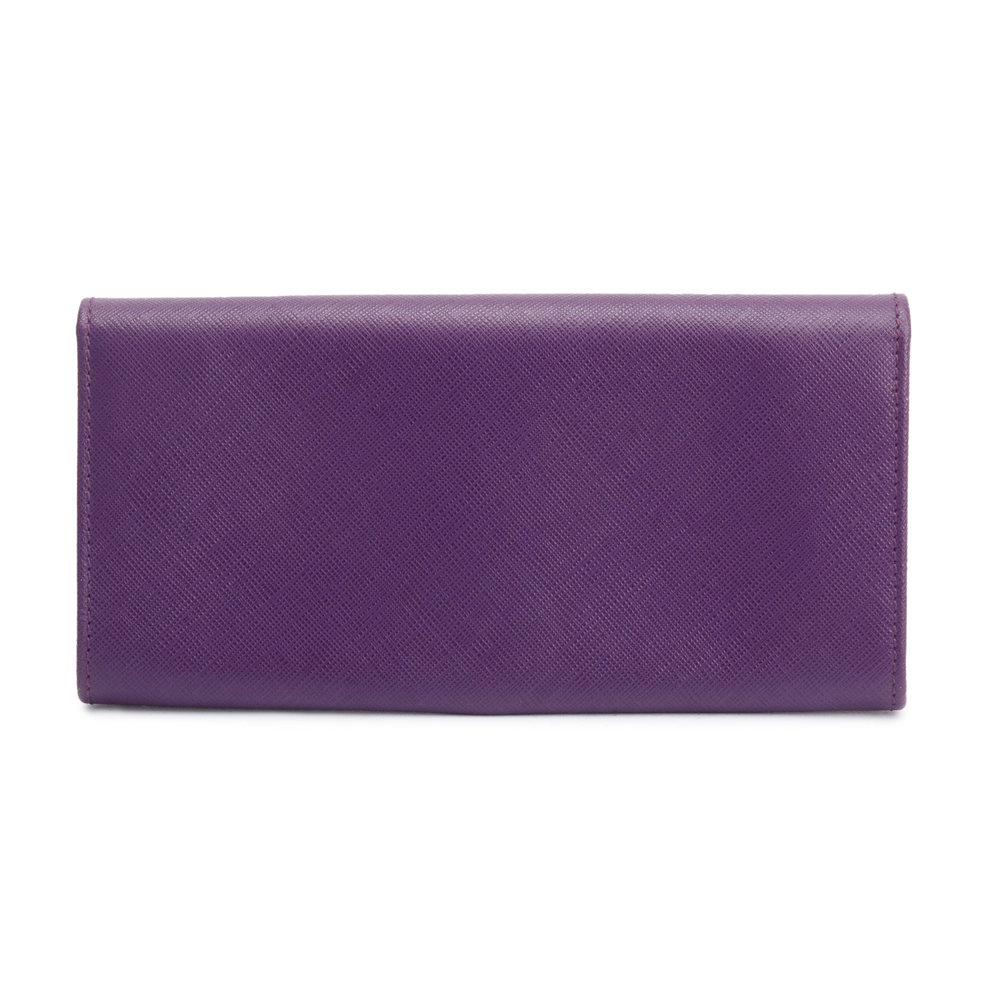 Ferragamo Purple Leather Vera Bow Continental Flap Wallet