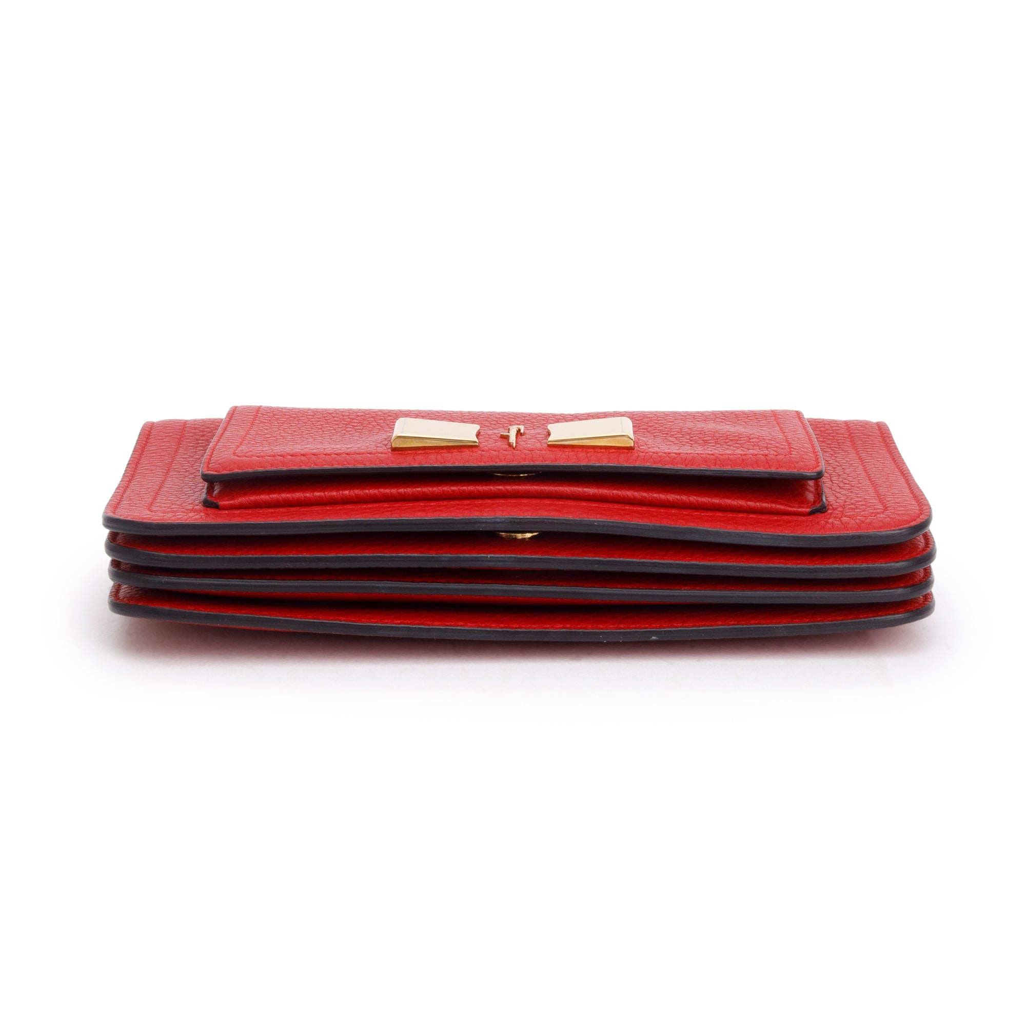 Ferragamo Red Grained Calfskin Leather Medium Ginevra Chain Bag