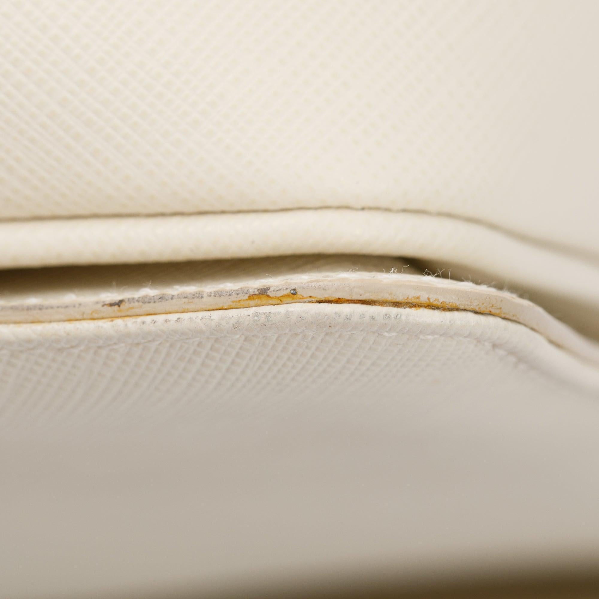 Ferragamo White Grained Leather Gancini Top Handle w/ Strap