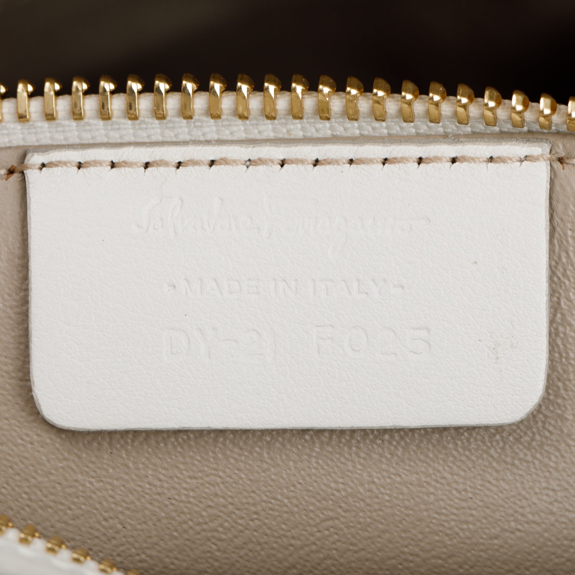 Ferragamo White Perforated Calfskin Leather Fiamma Bag w/ Strap