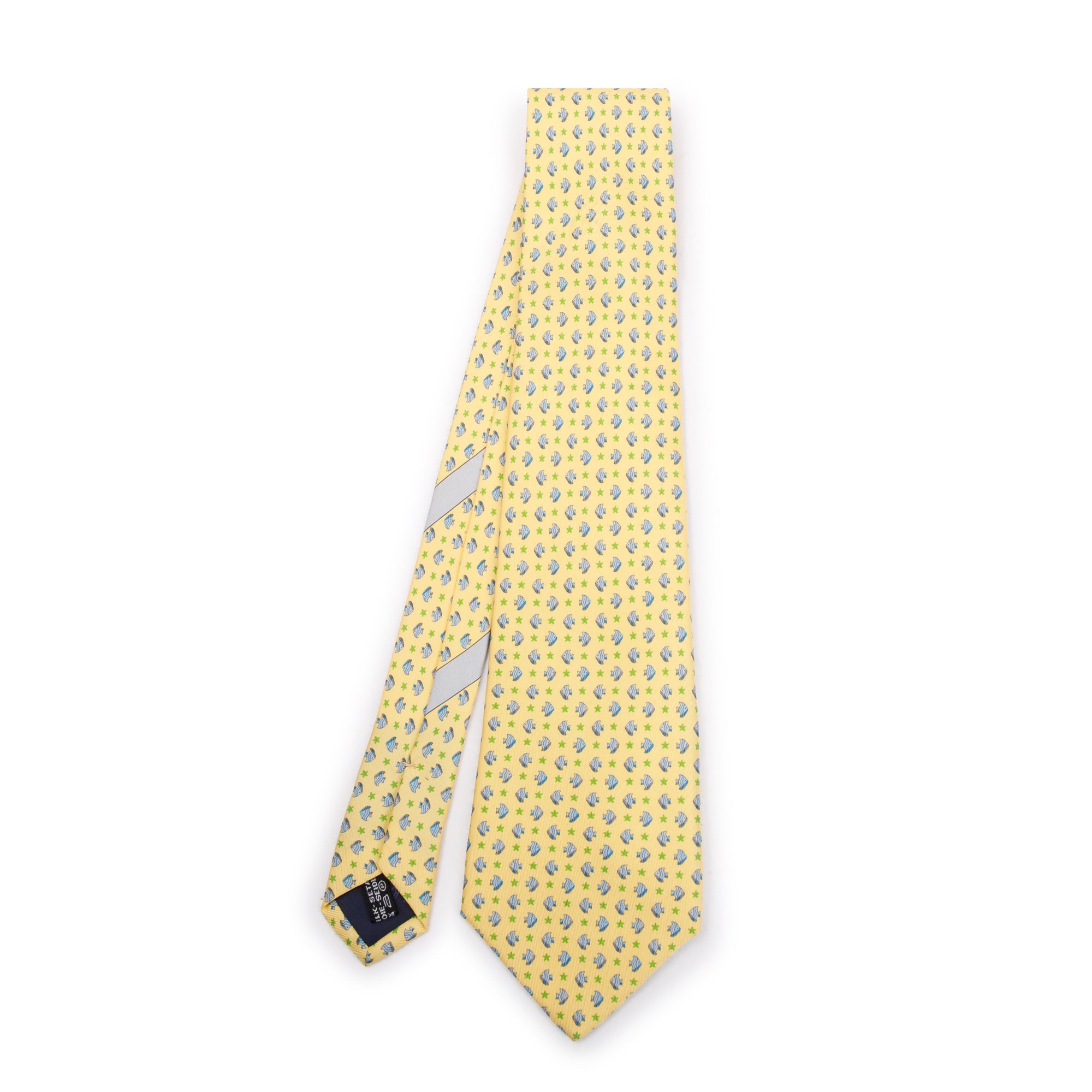 Ferragamo Yellow Printed Silk Tie