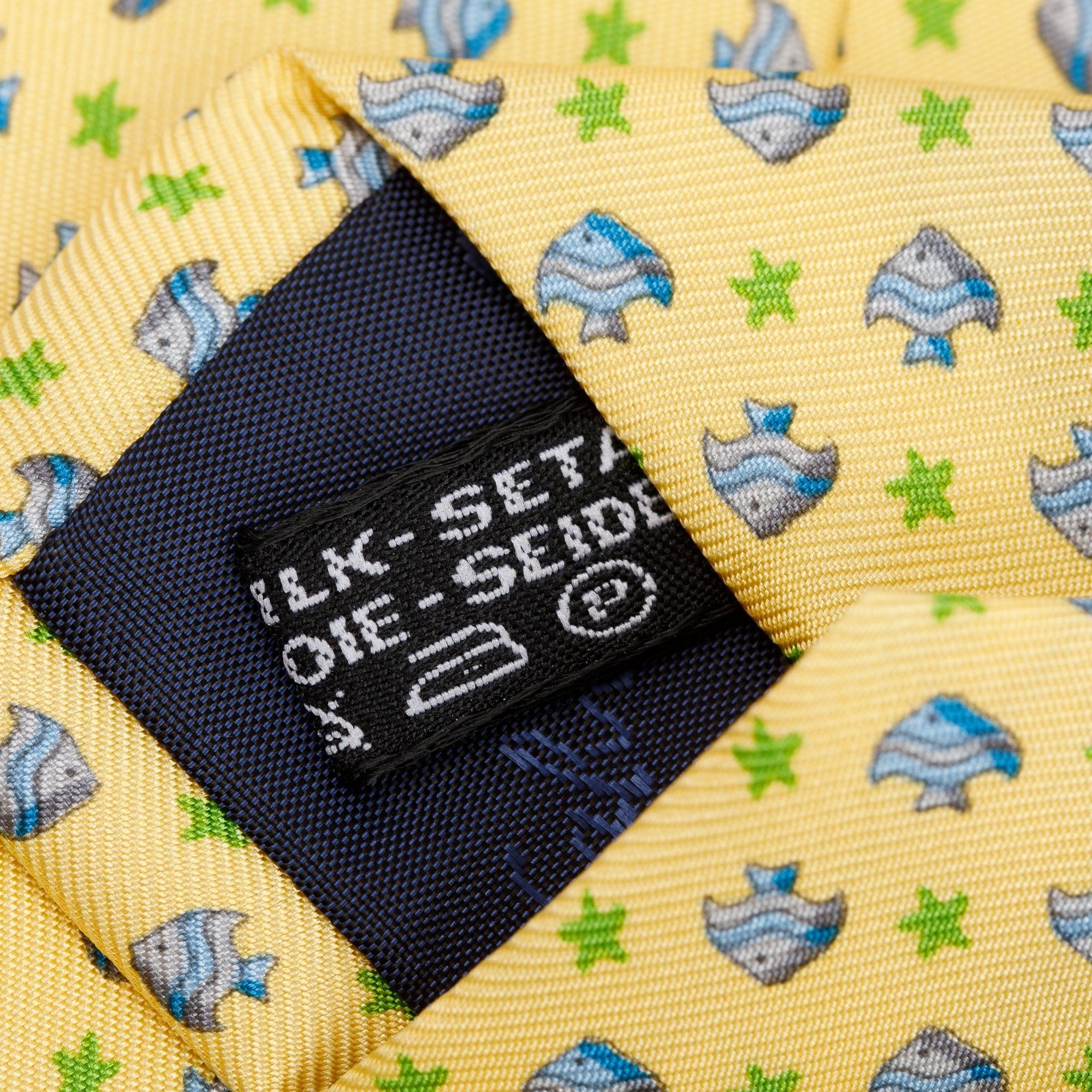 Ferragamo Yellow Printed Silk Tie