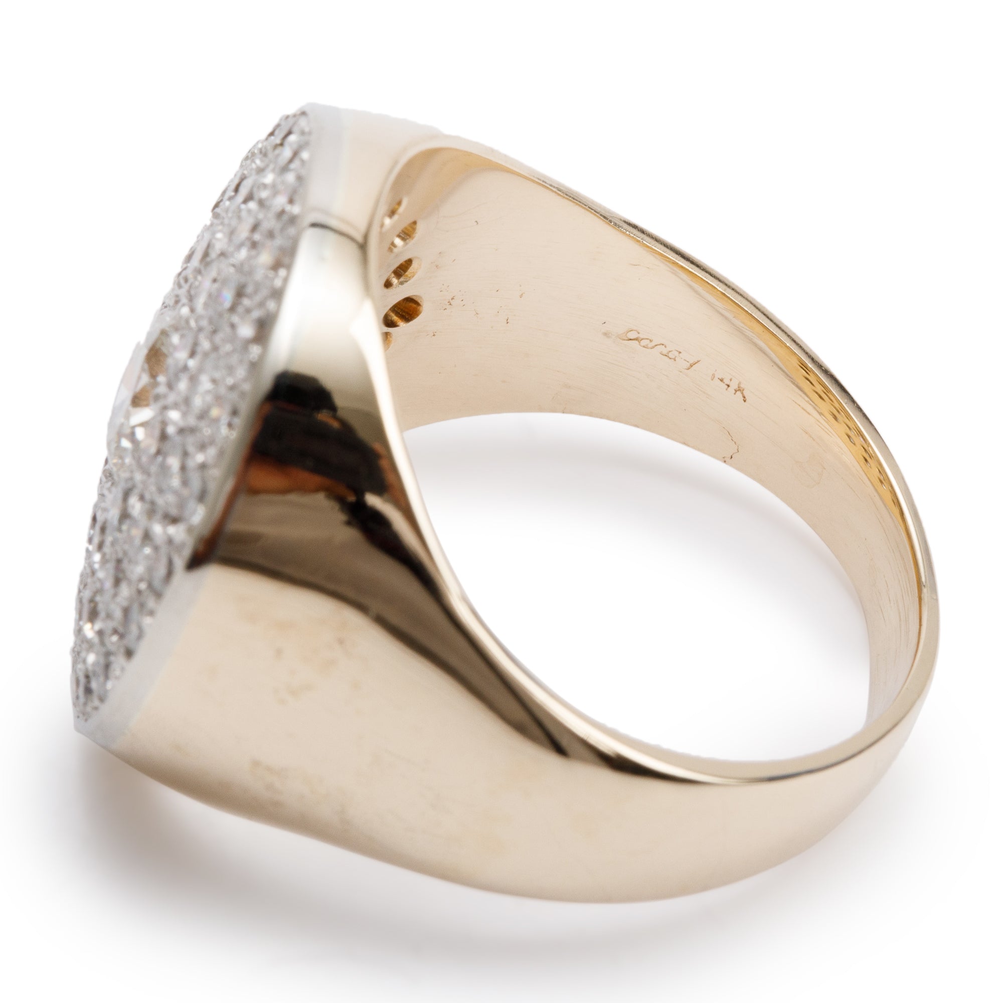 Gents 14k Yellow & White Gold 2.73 tcw. Pave Diamond Ring, Size 10.25