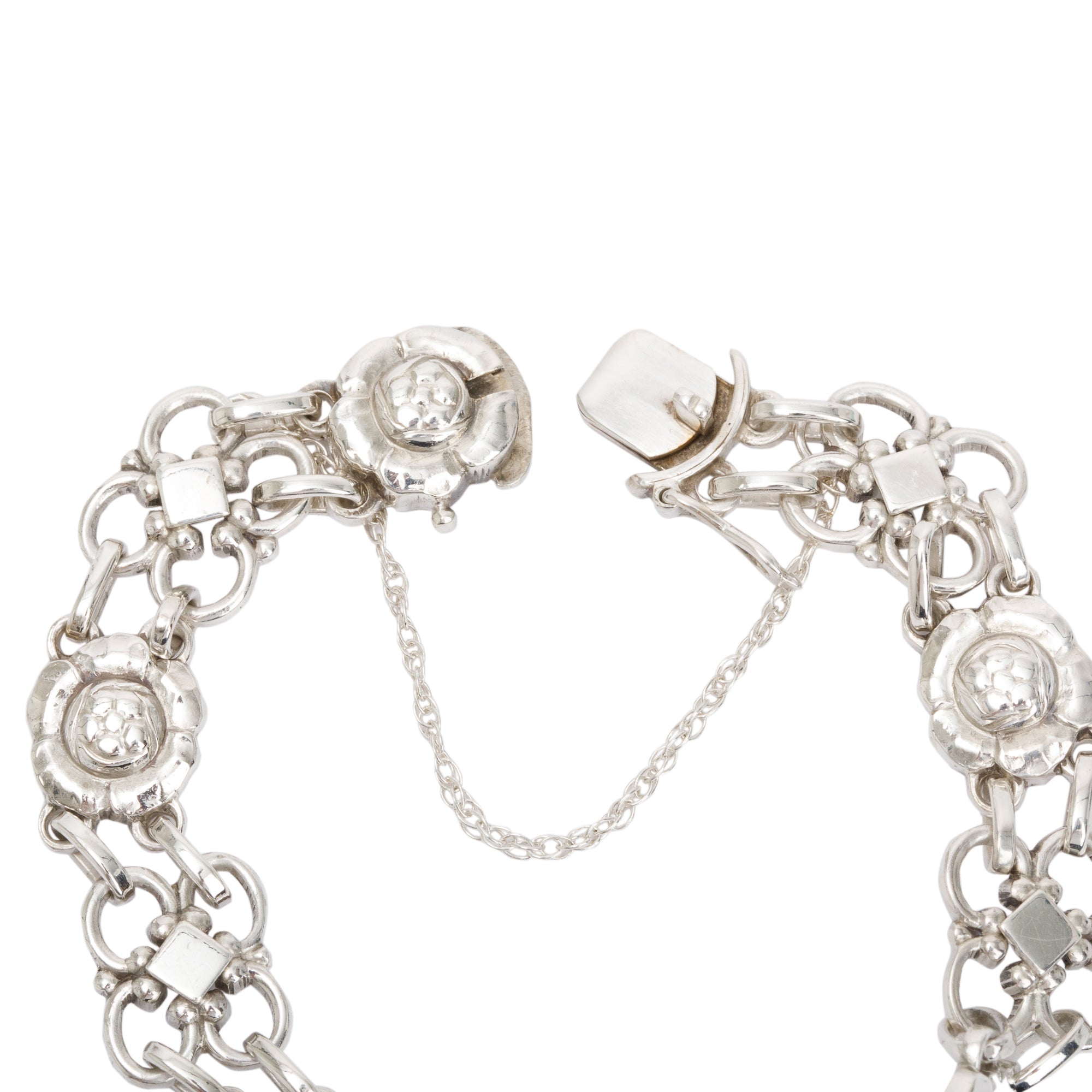 Georg Jensen Sterling Silver #50 Floral Station Bracelet