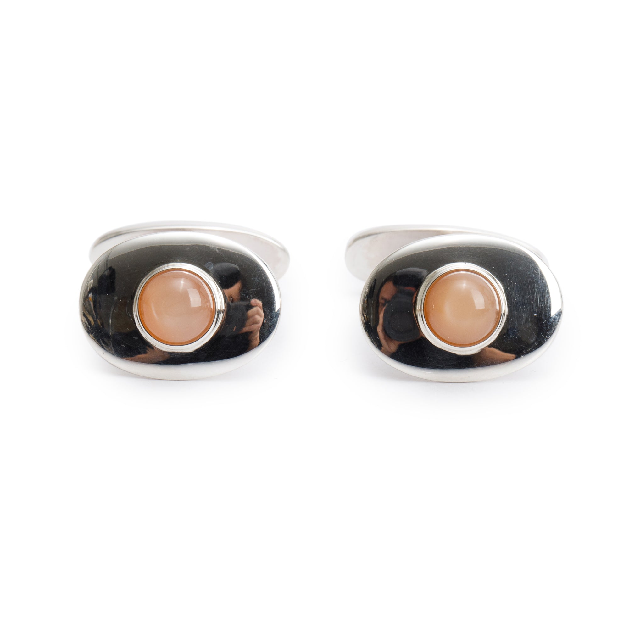 Georg Jensen Sterling Silver Pink Moonstone 203 A Cufflinks