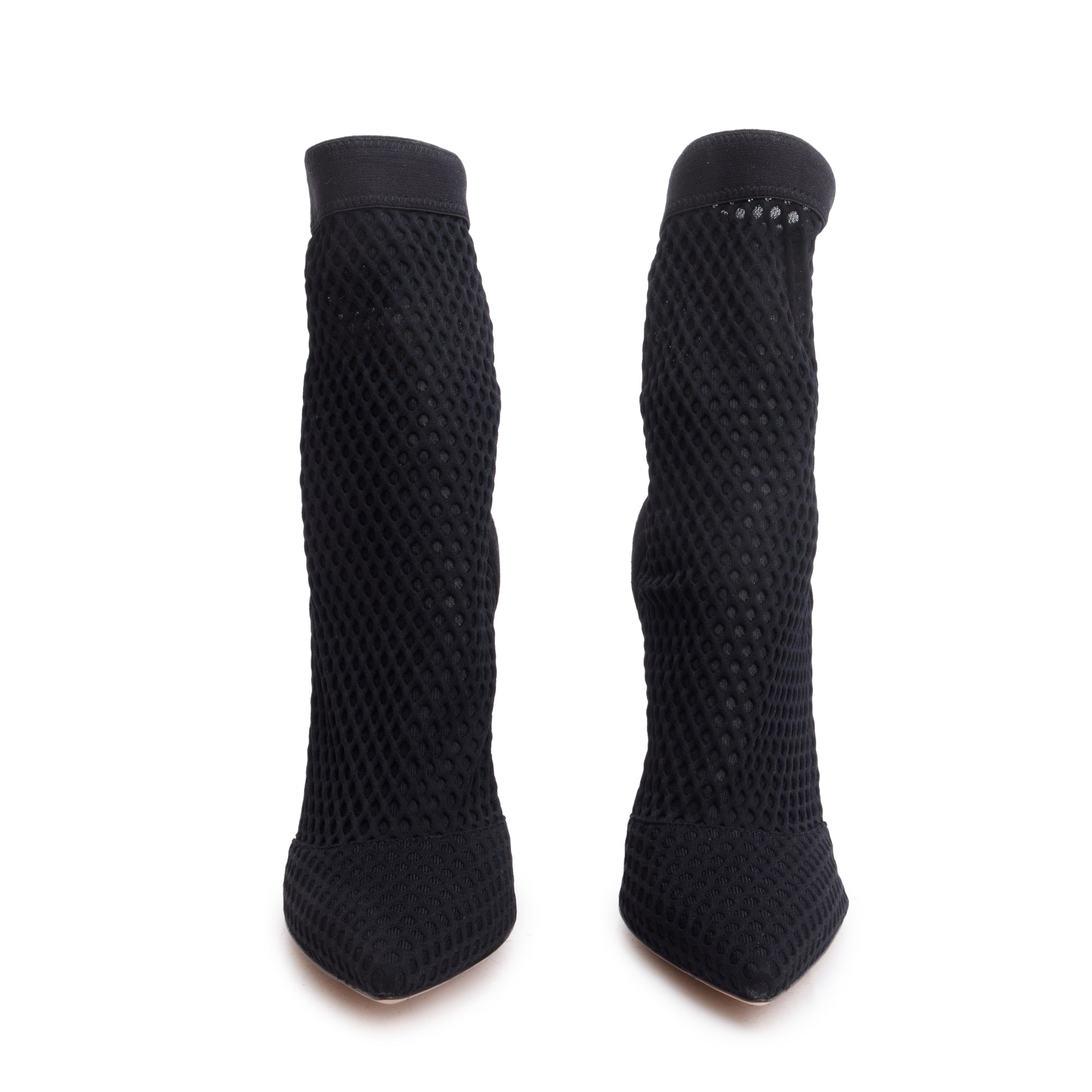 Gianvito Rossi Black Mesh Suede Vox Sock Knit Boots, Size 47 w/ Box