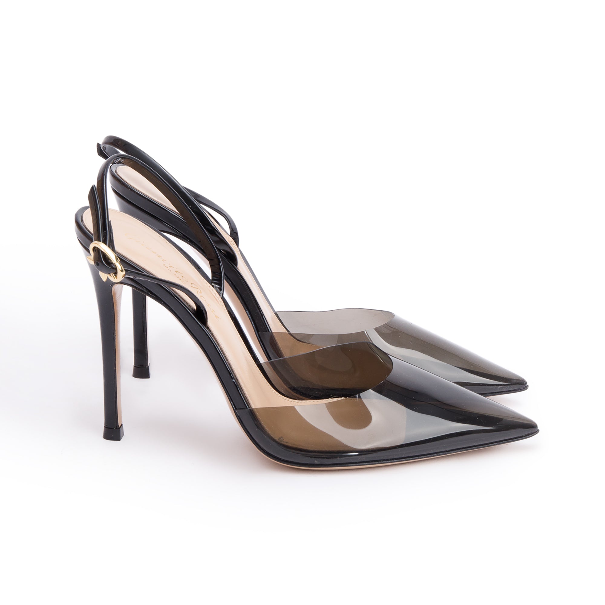 Gianvito Rossi Black PVC Heeled Sandals, Size 36.5