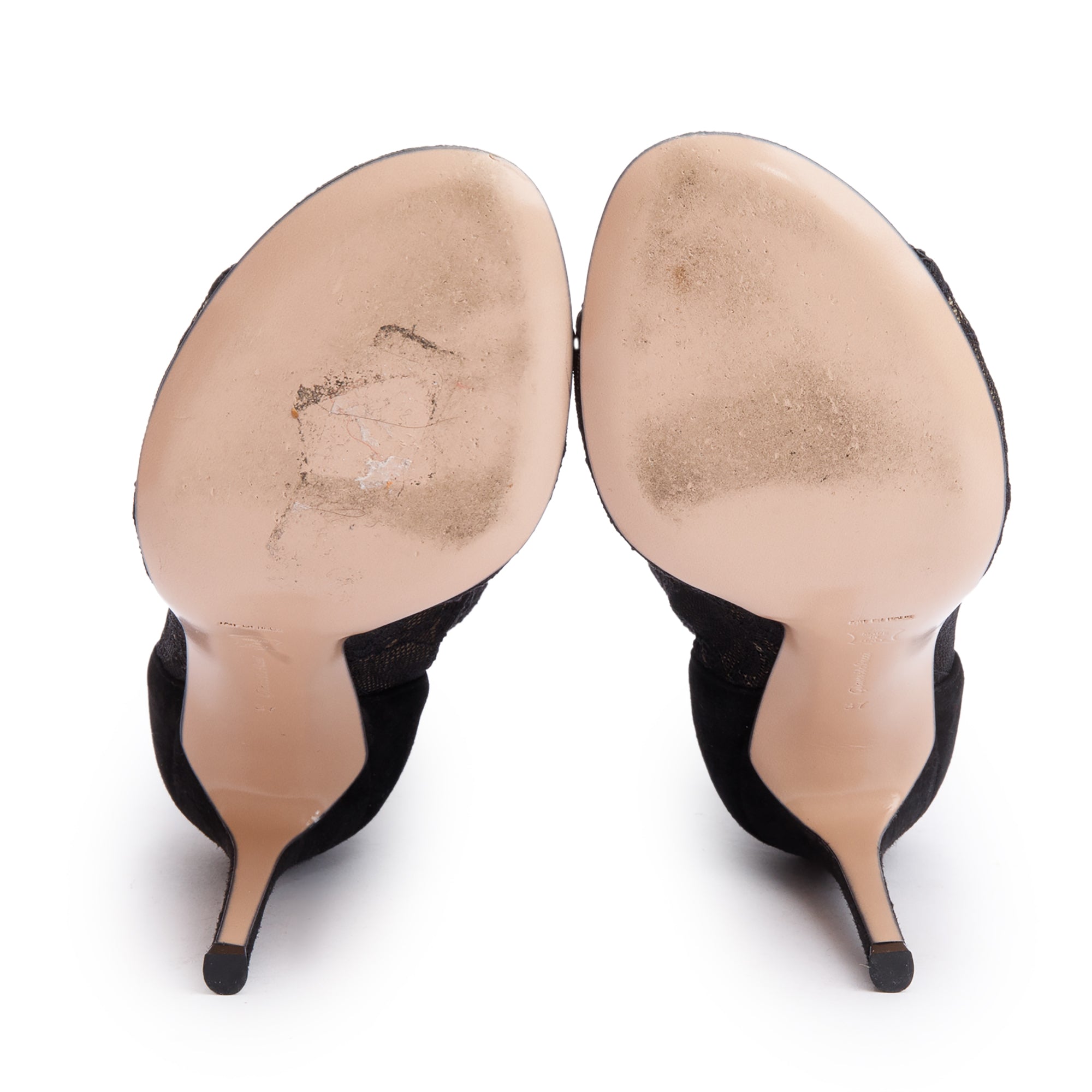 Gianvito Rossi Black Suede Lace Ankle Boots ,Size 37 w/ Box