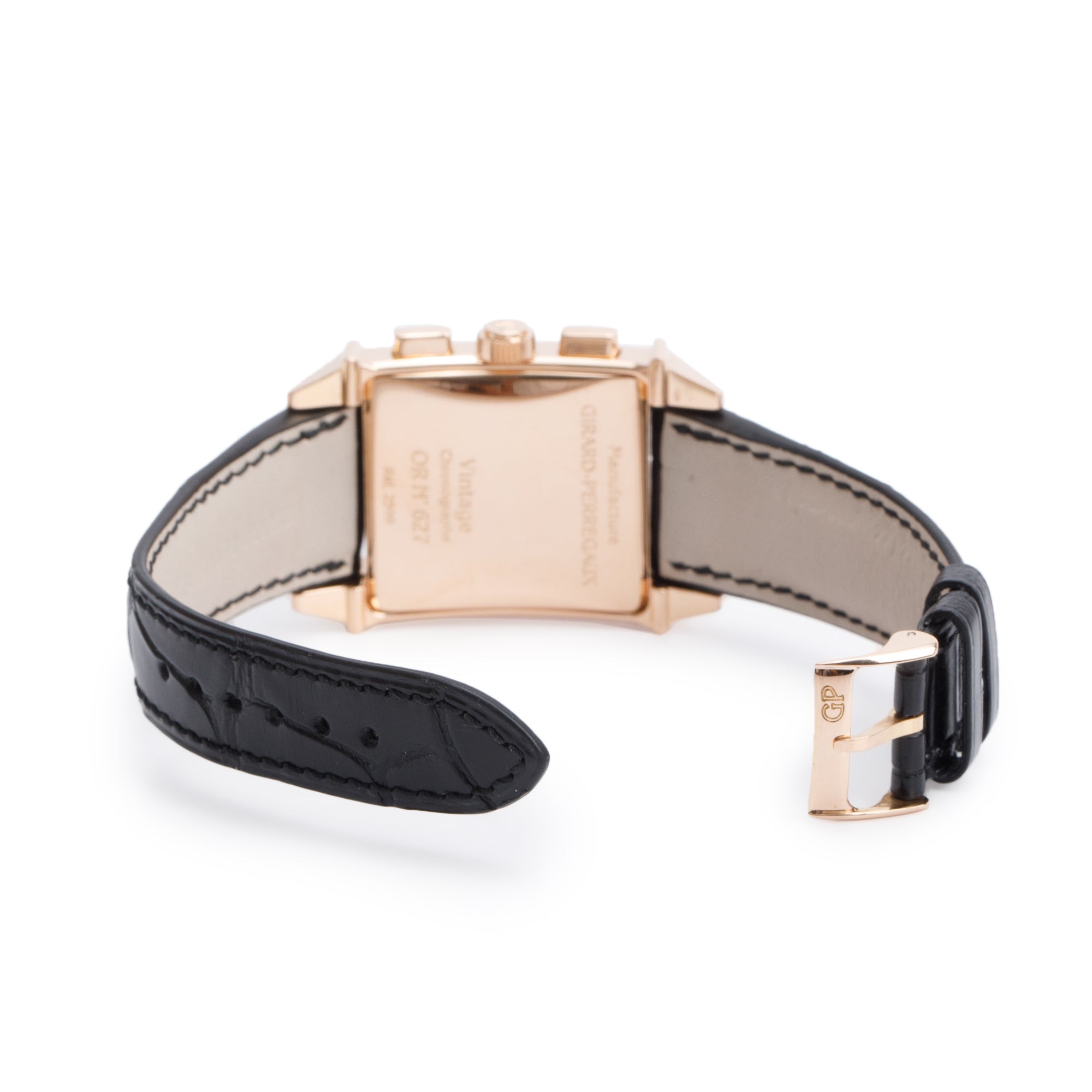 Girard Perregaux 18k Rose Gold Black Dial Vintage 1945 Chronograph Automatic Watch 2599