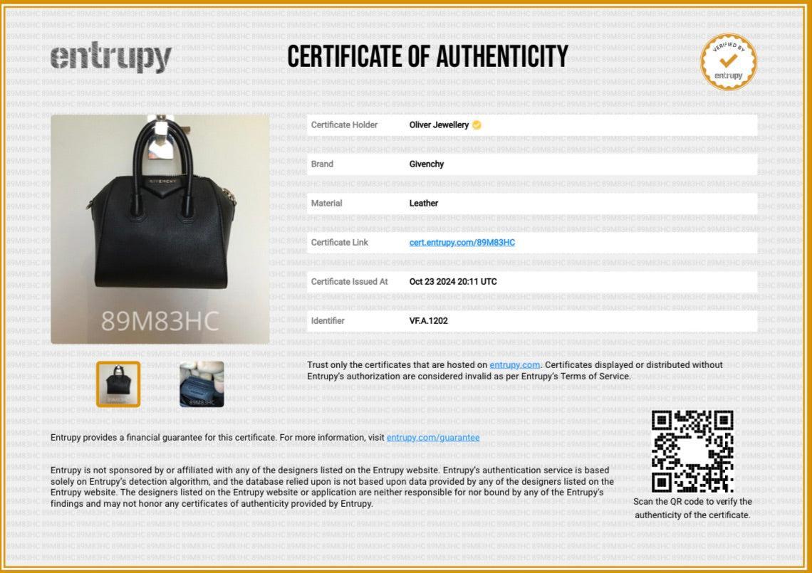 Givenchy 2022 Black Grained Leather Mini Antigona Bag w/ Strap