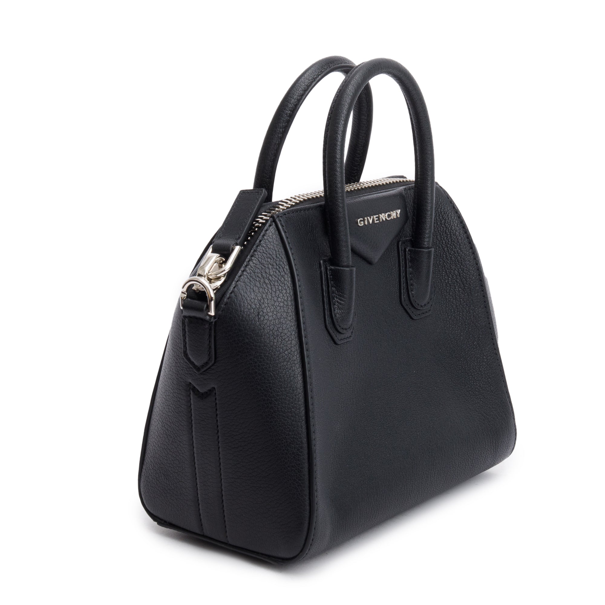 Givenchy 2022 Black Grained Leather Mini Antigona Bag w/ Strap