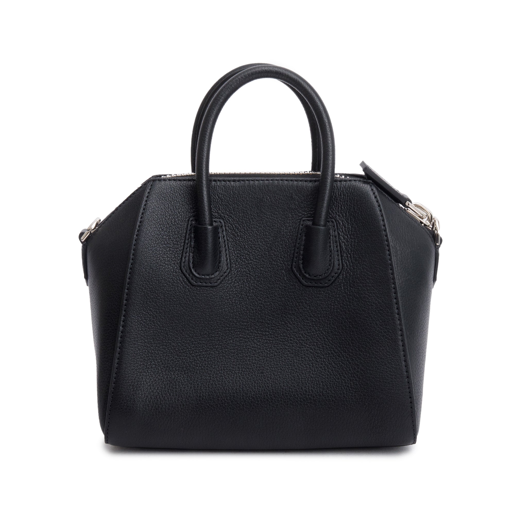 Givenchy 2022 Black Grained Leather Mini Antigona Bag w/ Strap