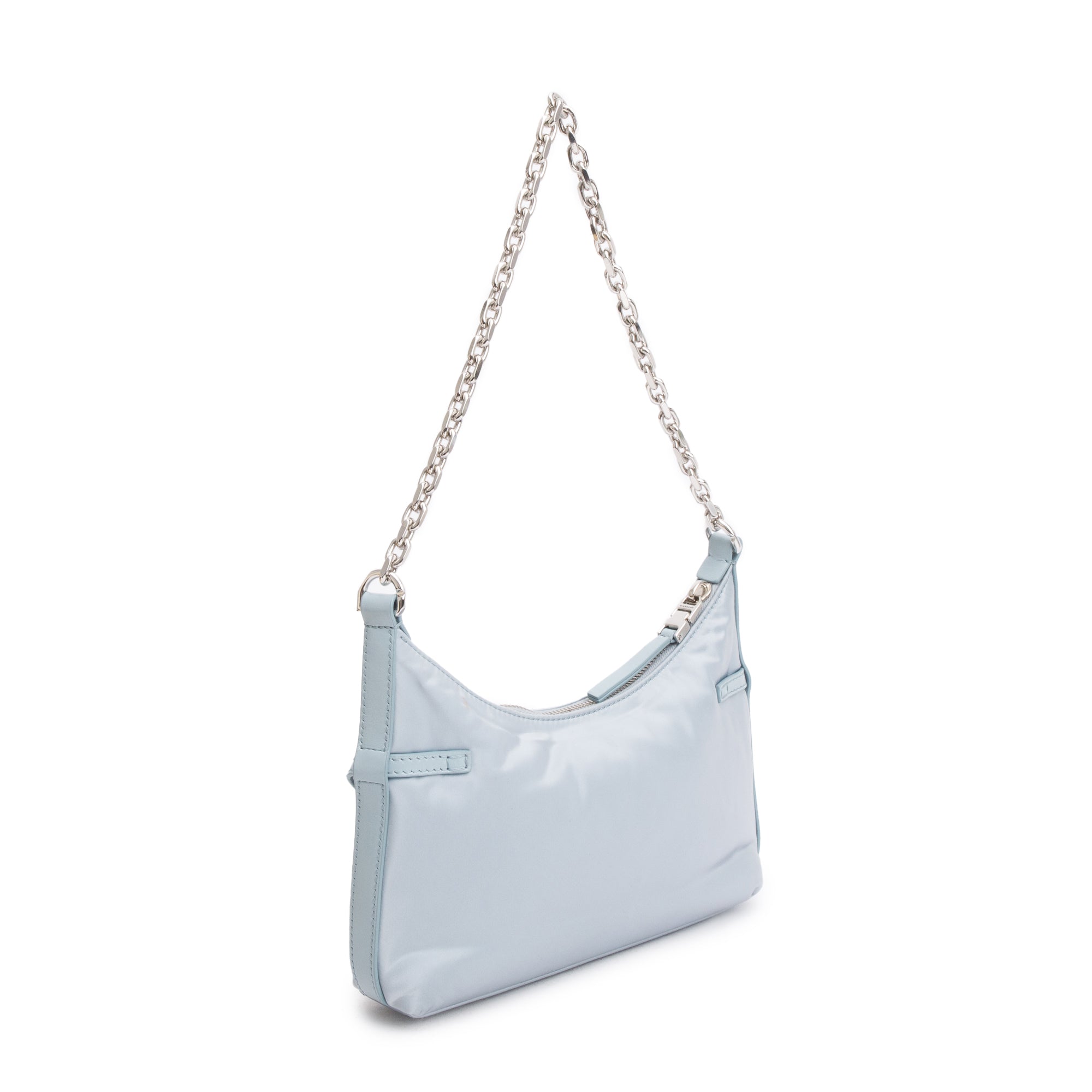 Givenchy 2023 Blue Metallic Nylon Satin Mini Voyou Party Shoulder Bag