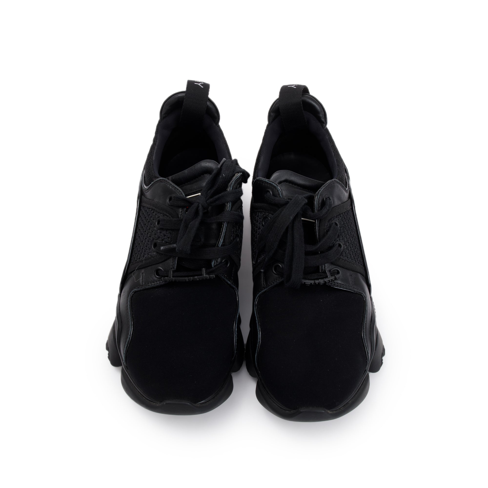 Givenchy Black Calfskin Leather & Fabric Neoprene Jaw Low Sneakers, Size 41