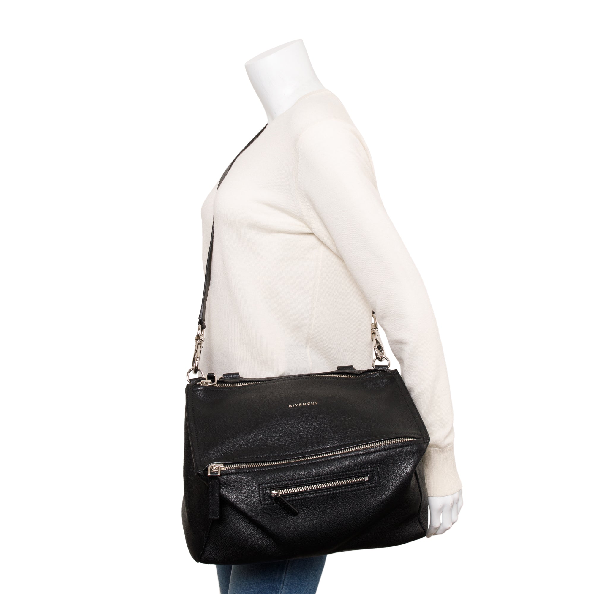 Givenchy Black Calfskin Leather Medium Pandora Leather Satchel