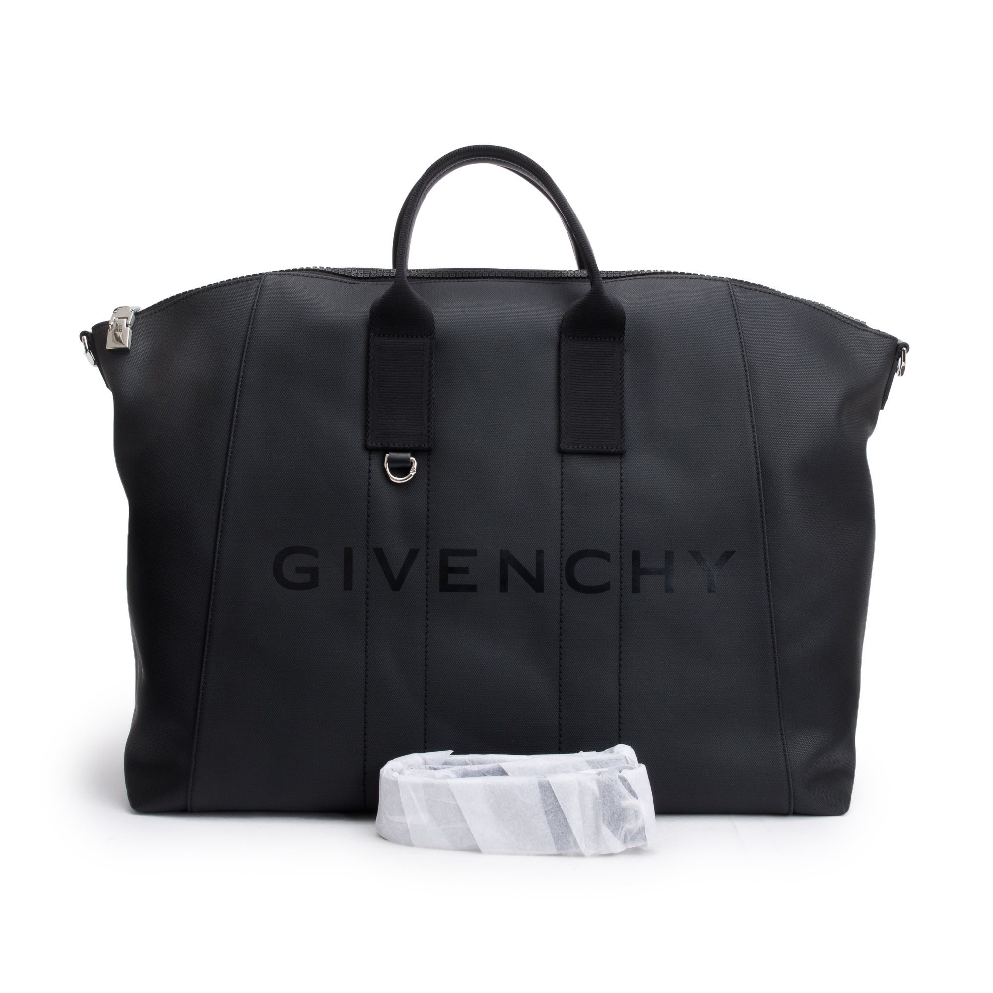 Givenchy Black Coated Canvas Antigona Sport Large Duffle Bag w/ Strap