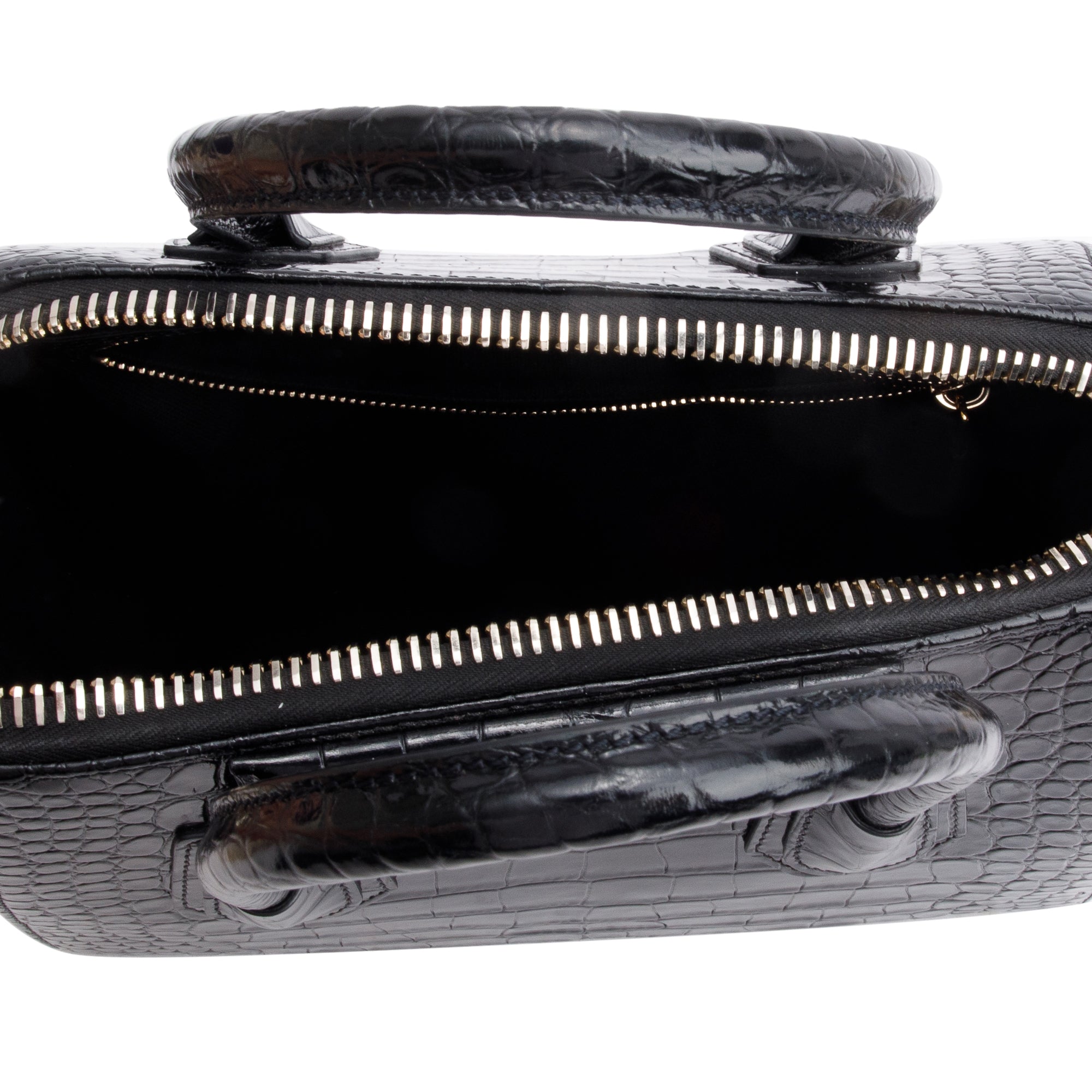 Givenchy Black Croc-Embossed Leather Small Antigona Bag