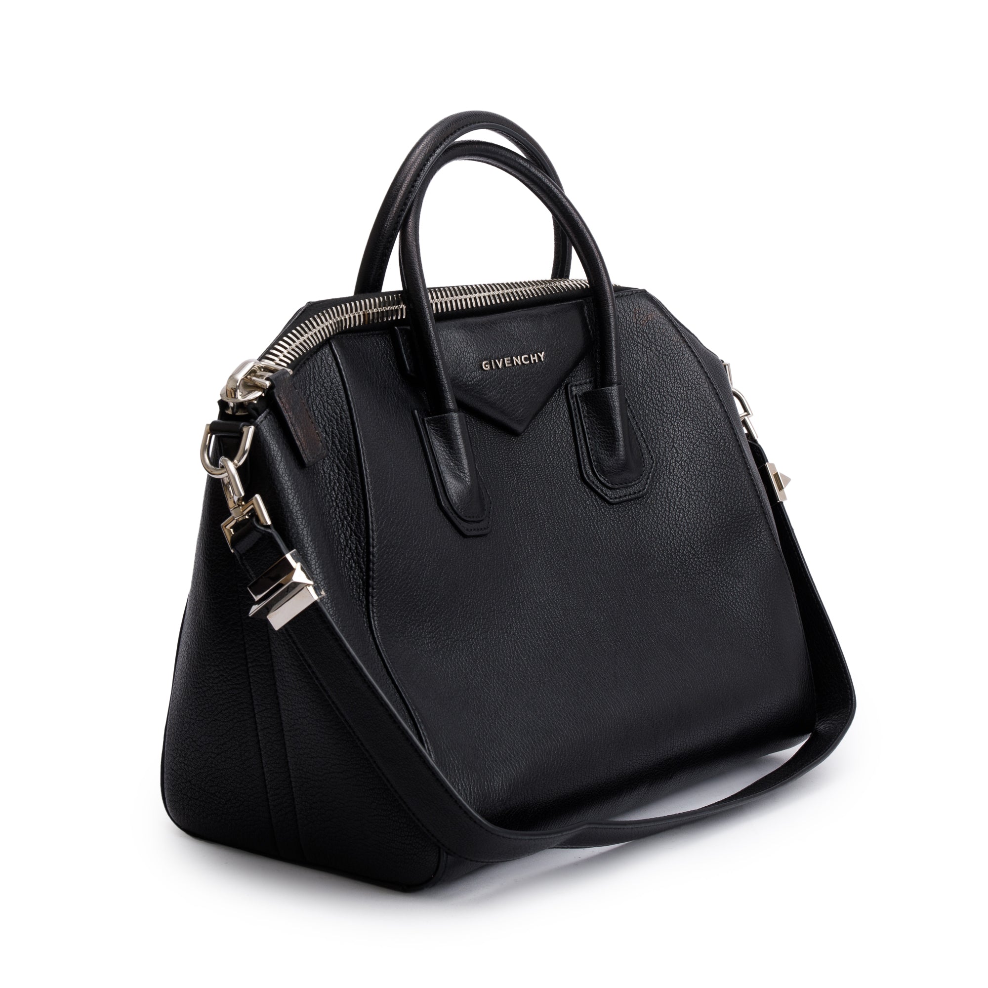 Givenchy Black Grained Calfskin Leather Medium Antigona Bag