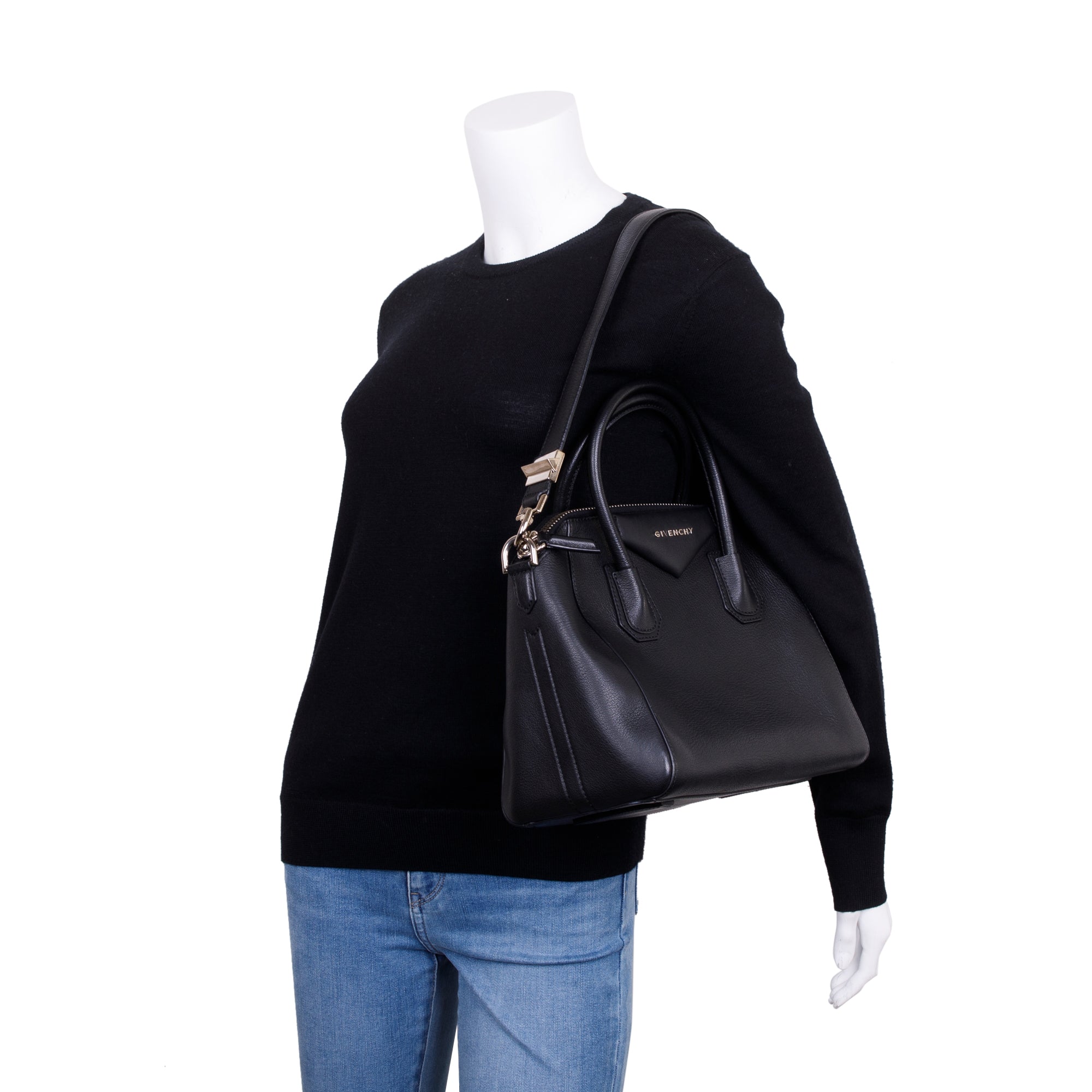 Givenchy Black Grained Calfskin Small Antigona Bag