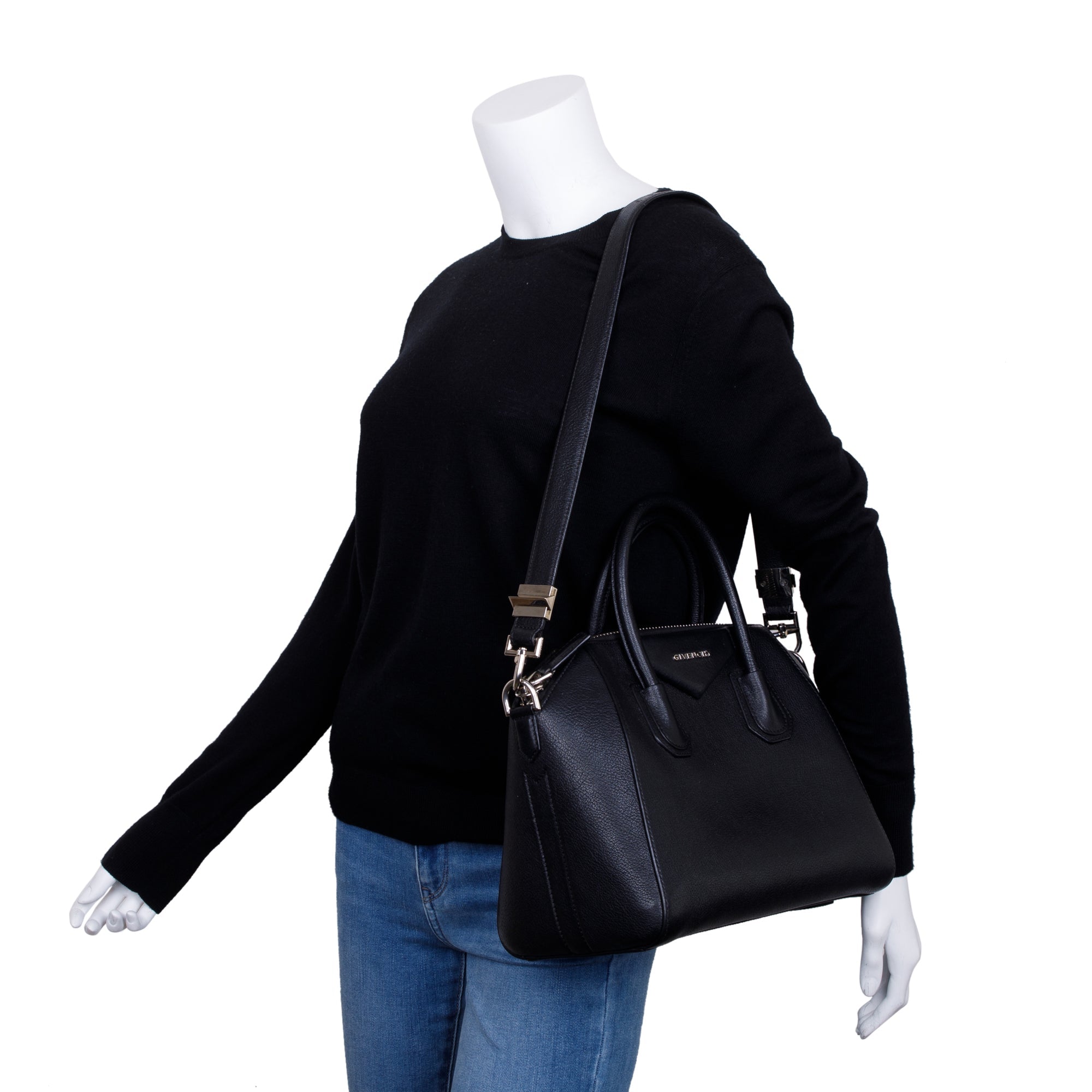 Givenchy Black Grained Calfskin Small Antigona Bag