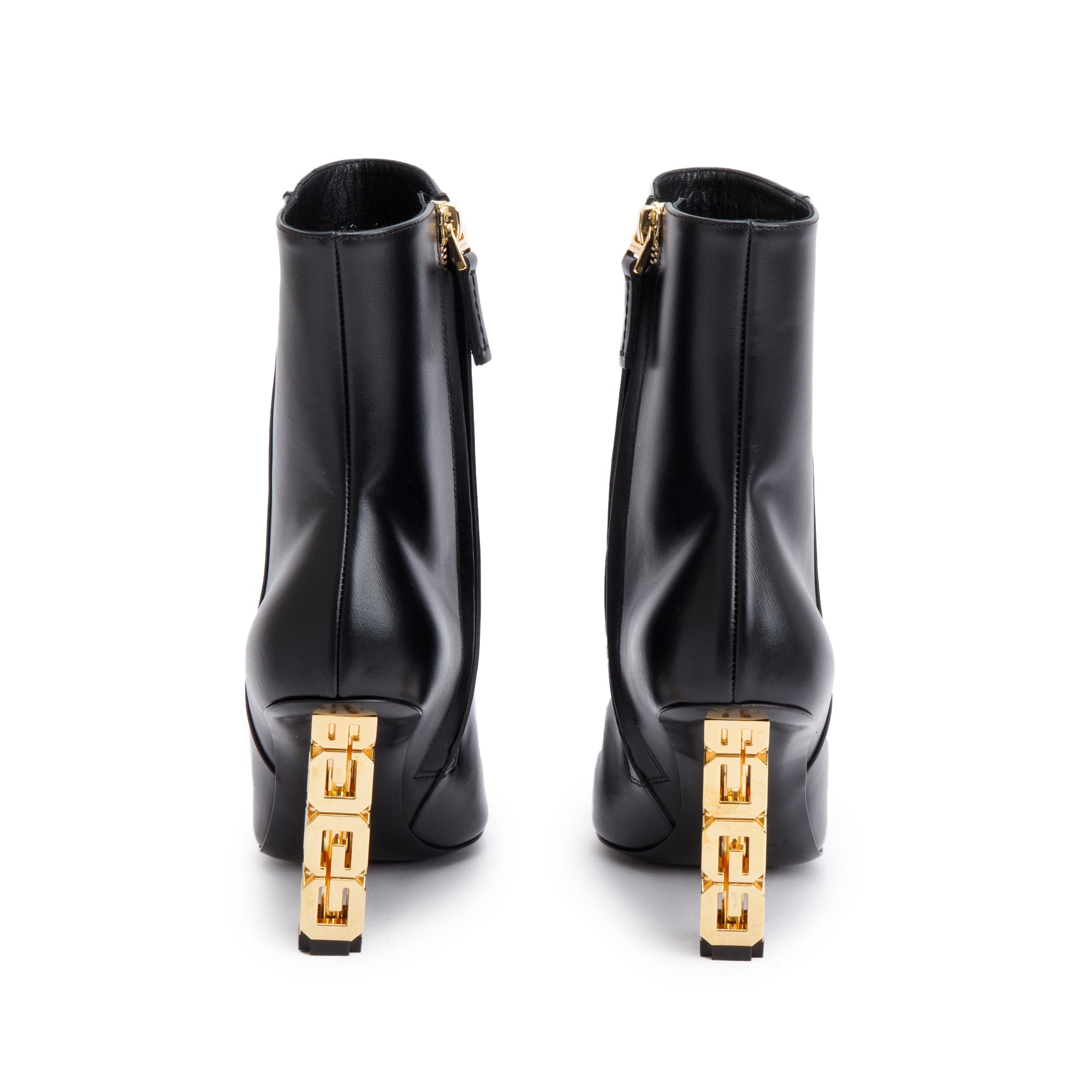 Givenchy Black Leather G Cube Heel Ankle Boots, Size 36 w/ Box