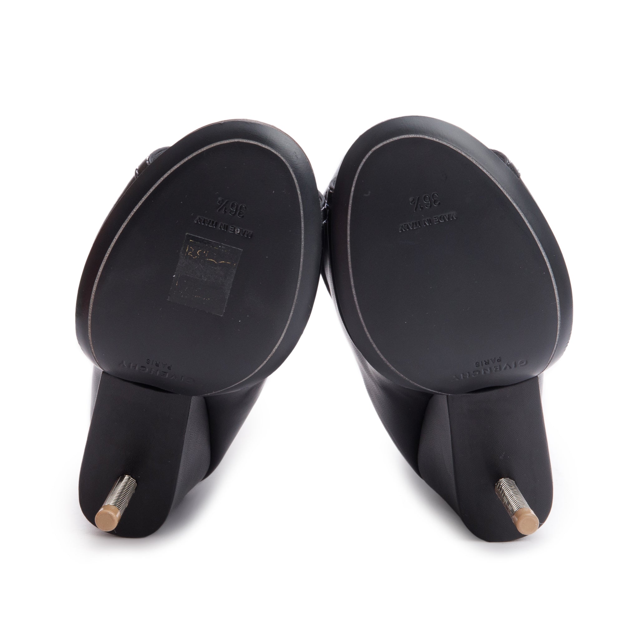 Givenchy Black Leather Open Toe Heel Ankle Boots, Size 36.5 w/ Box