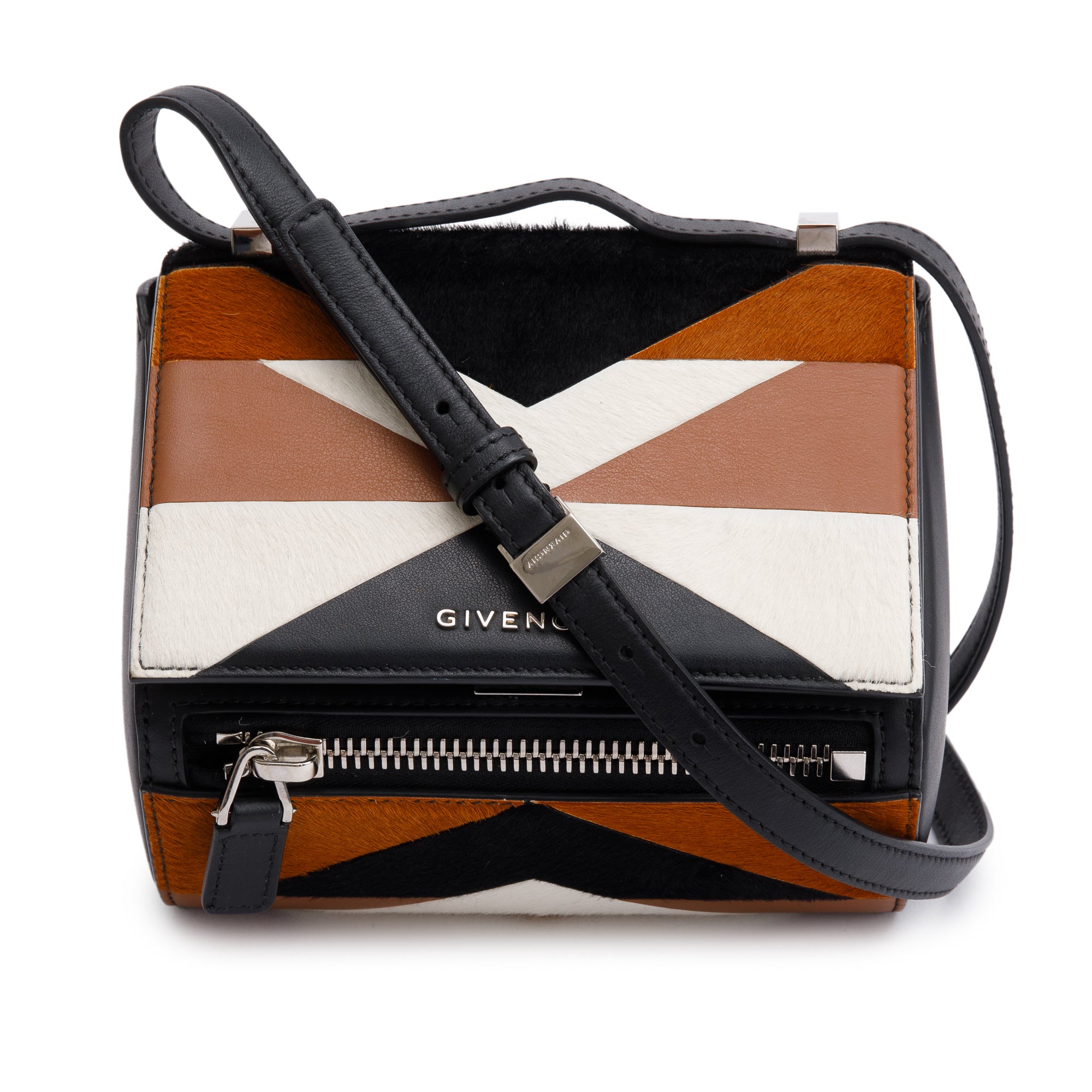 Givenchy Black Multicolor Cow Hair Calfskin Mini Pandora Box Crossbody Bag