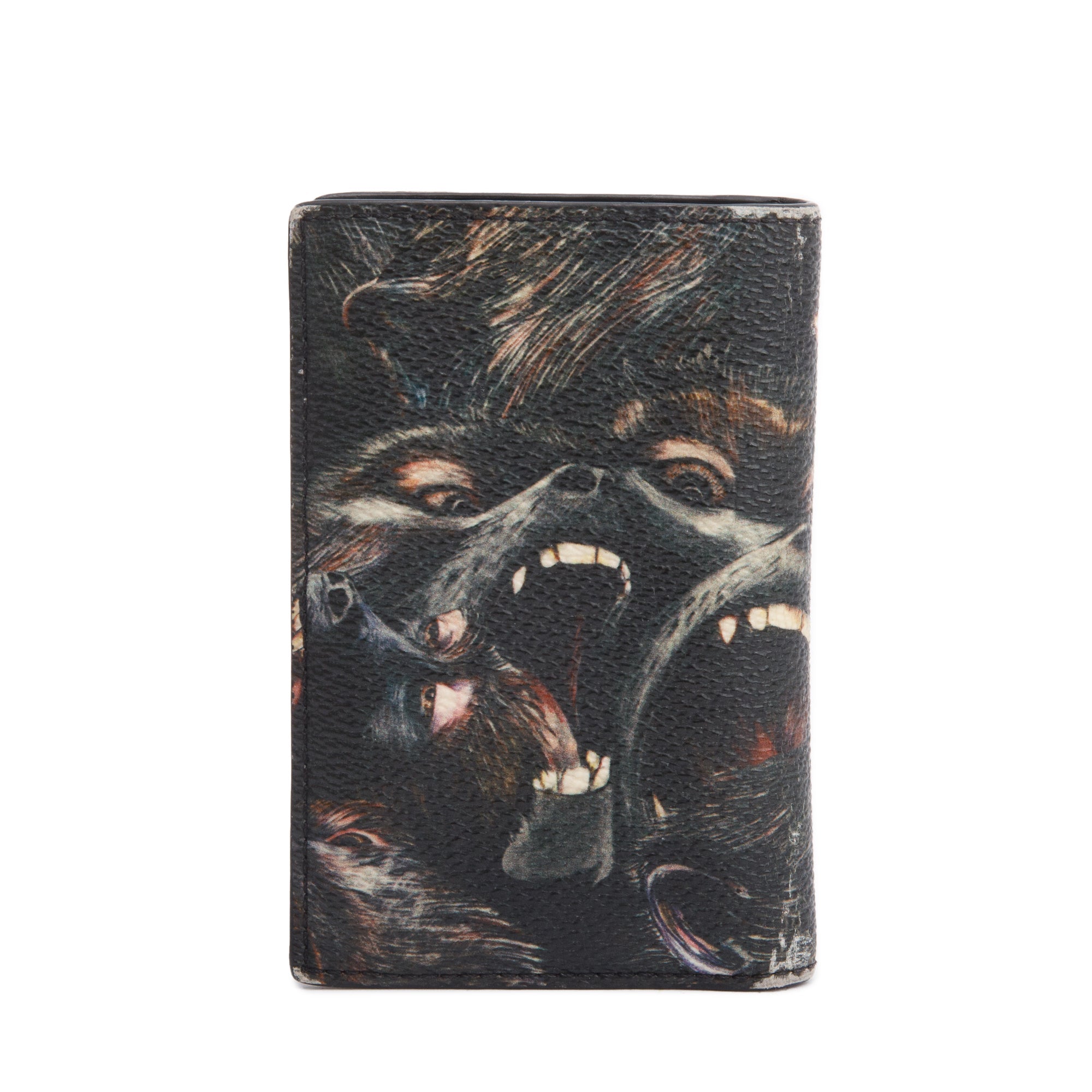 Givenchy Black Multicolor Screaming Monkey Print Card Holder w/ Box