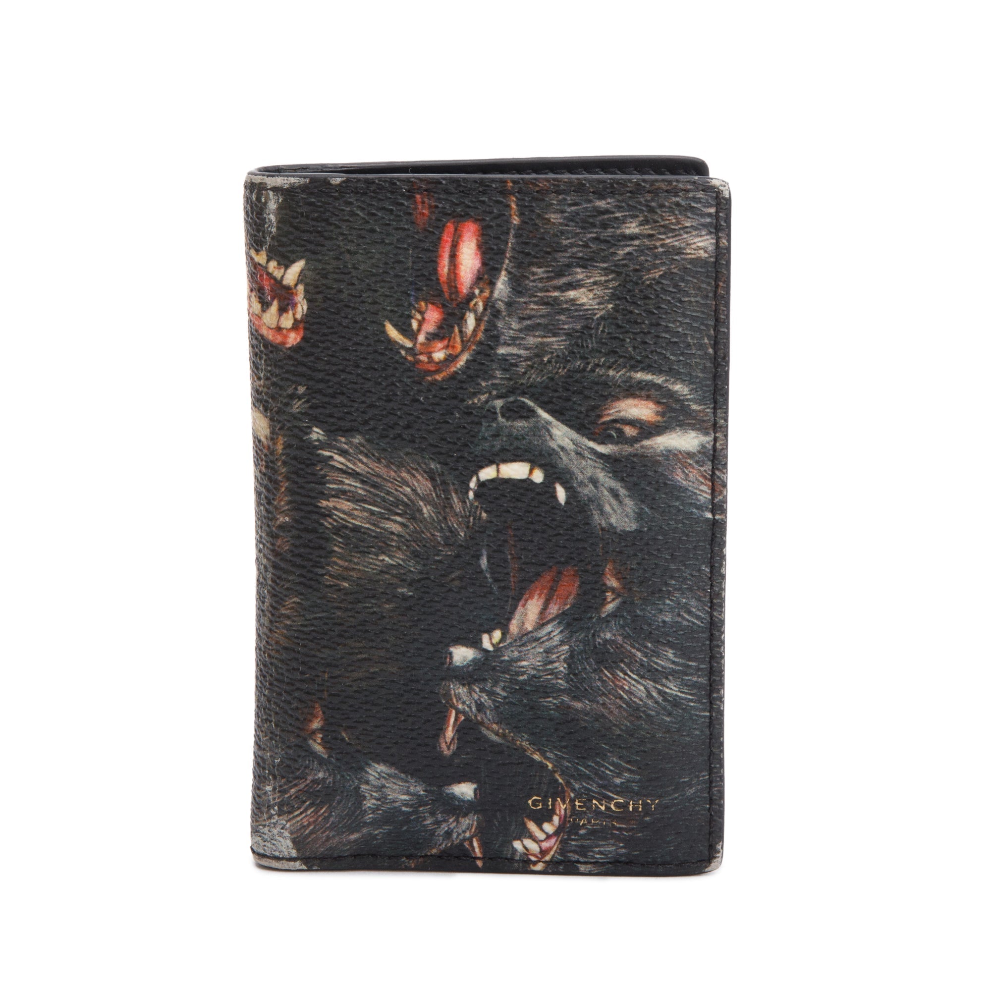 Givenchy Black Multicolor Screaming Monkey Print Card Holder w/ Box