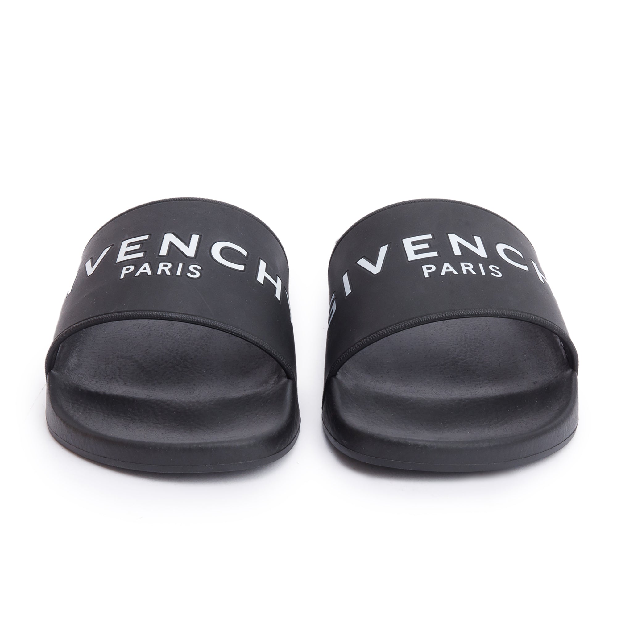 Givenchy Black Rubber Logo Slides, Size 39
